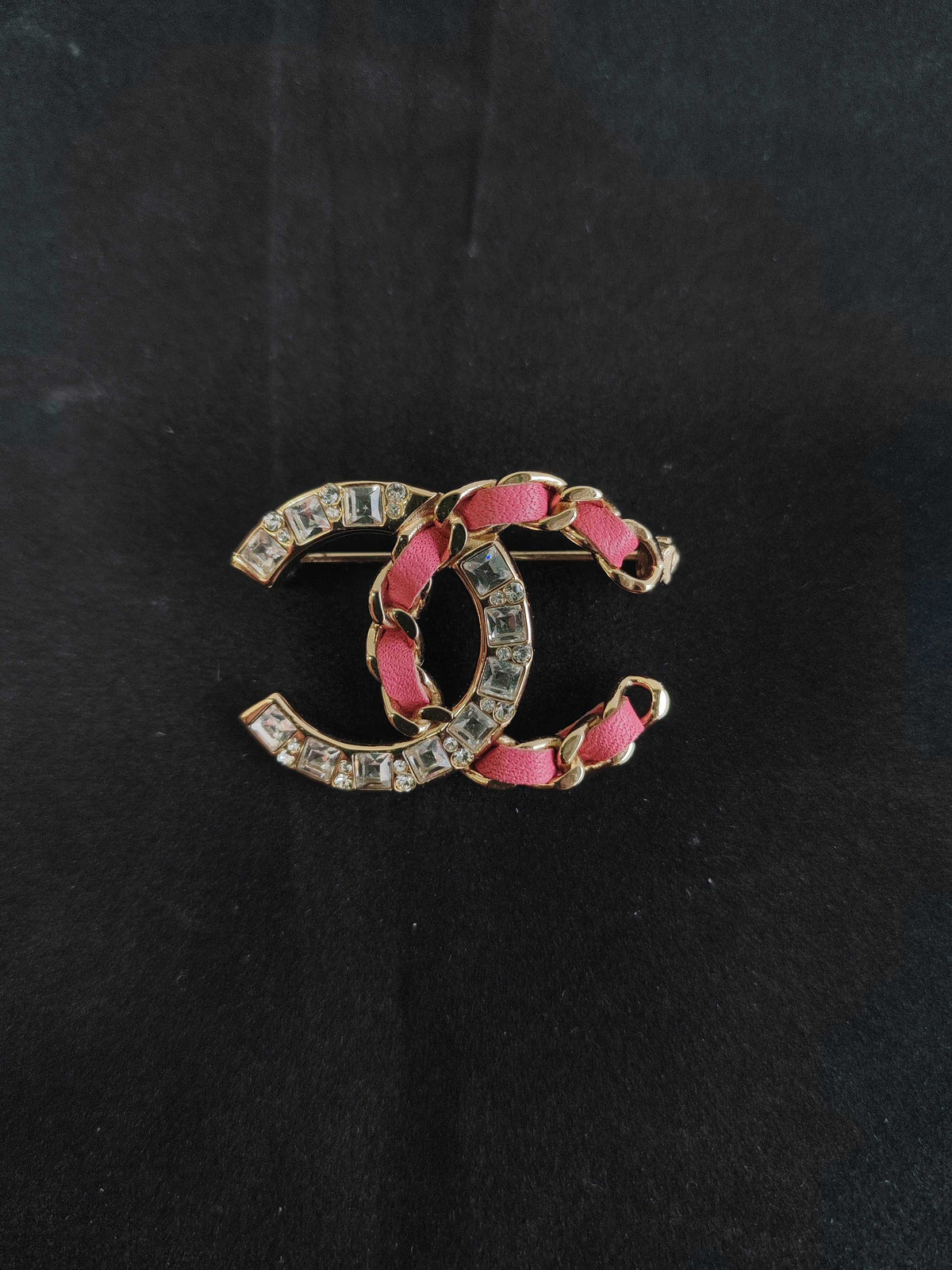 Chanel - Other - Gold-tone metal, rhinestones and pink leather details. - Pink