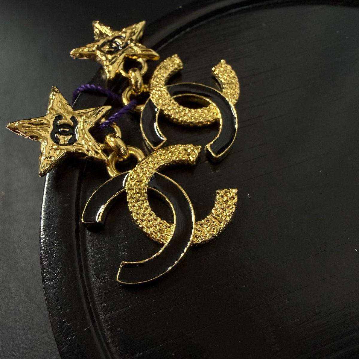 Chanel - Other - Gold-tone metal with black enamel accents. - Gold