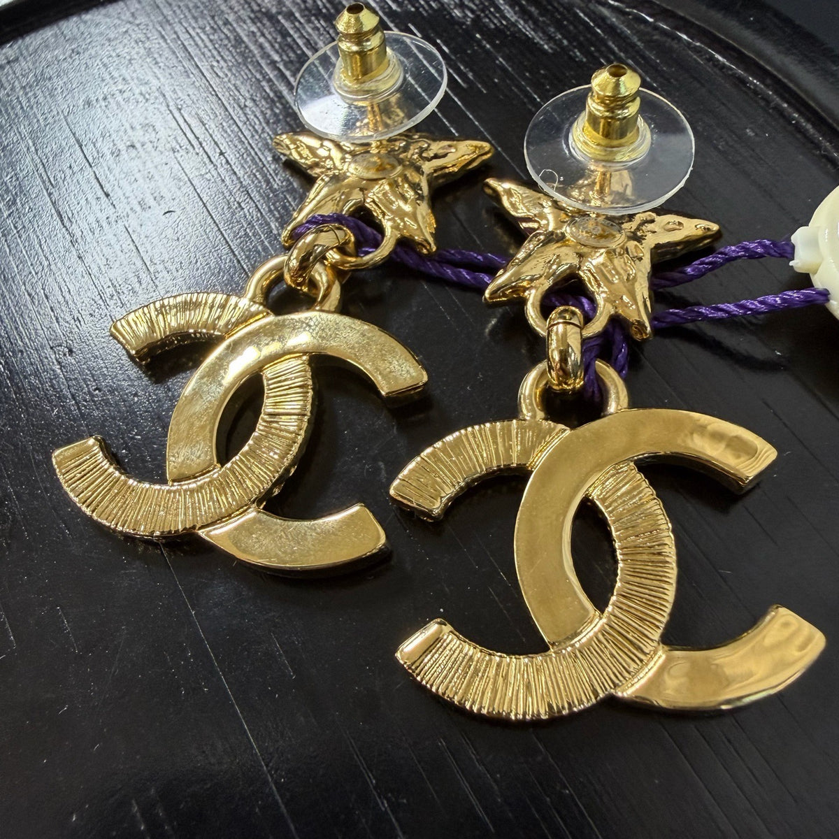 Chanel - Other - Gold-tone metal with black enamel accents. - Gold