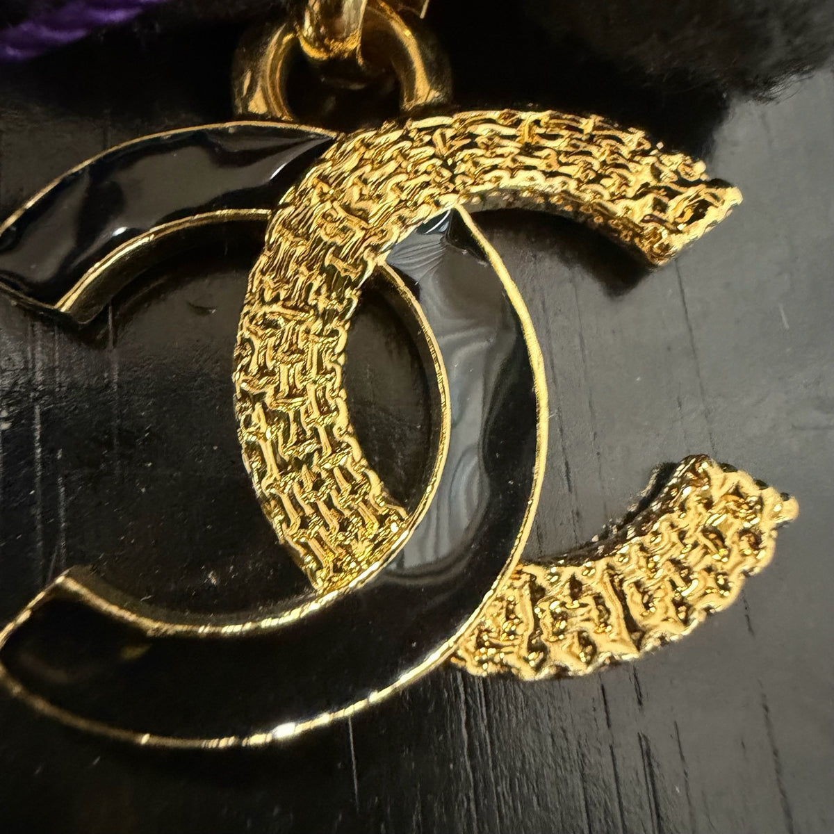 Chanel - Other - Gold-tone metal with black enamel accents. - Gold