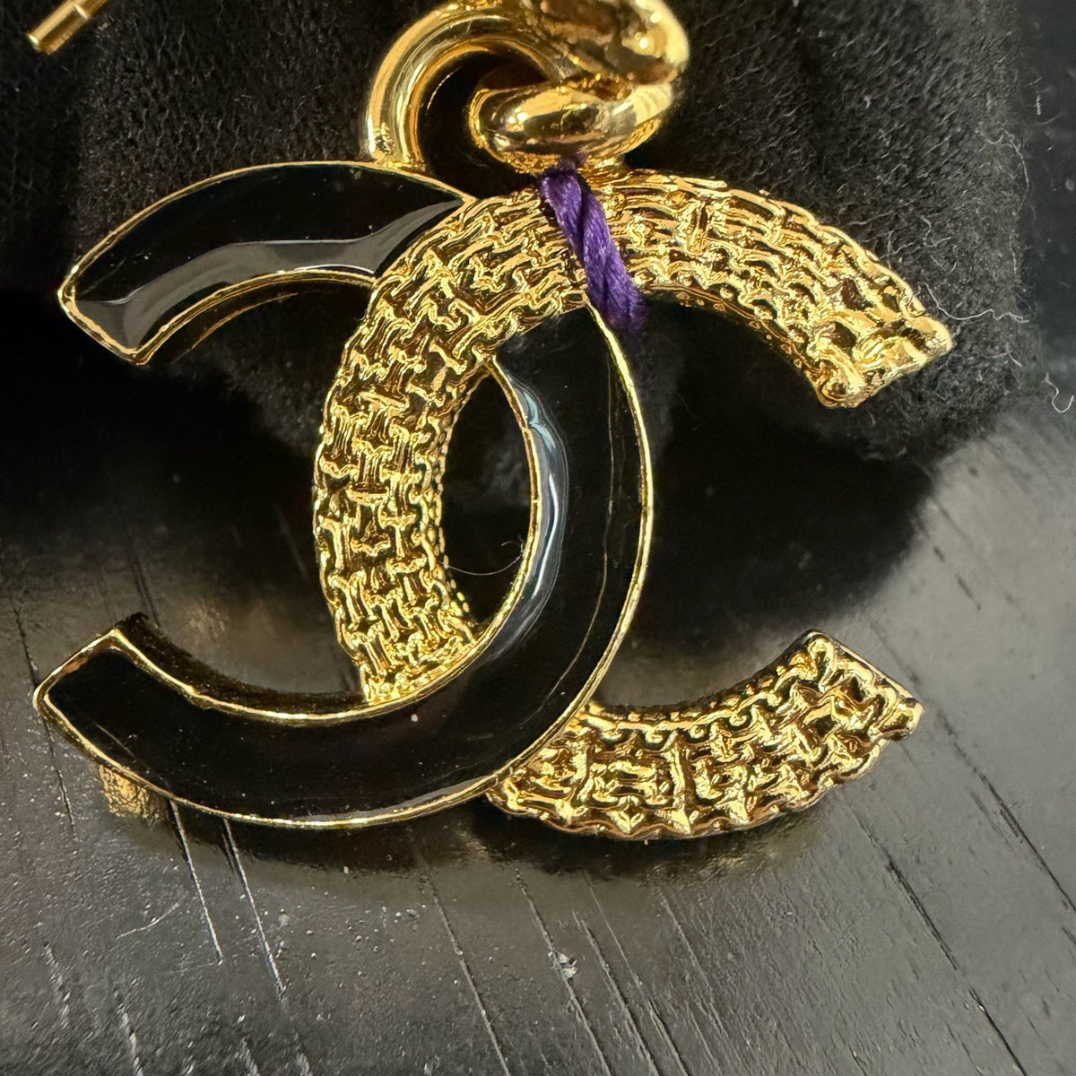 Chanel - Other - Gold-tone metal with black enamel accents. - Gold