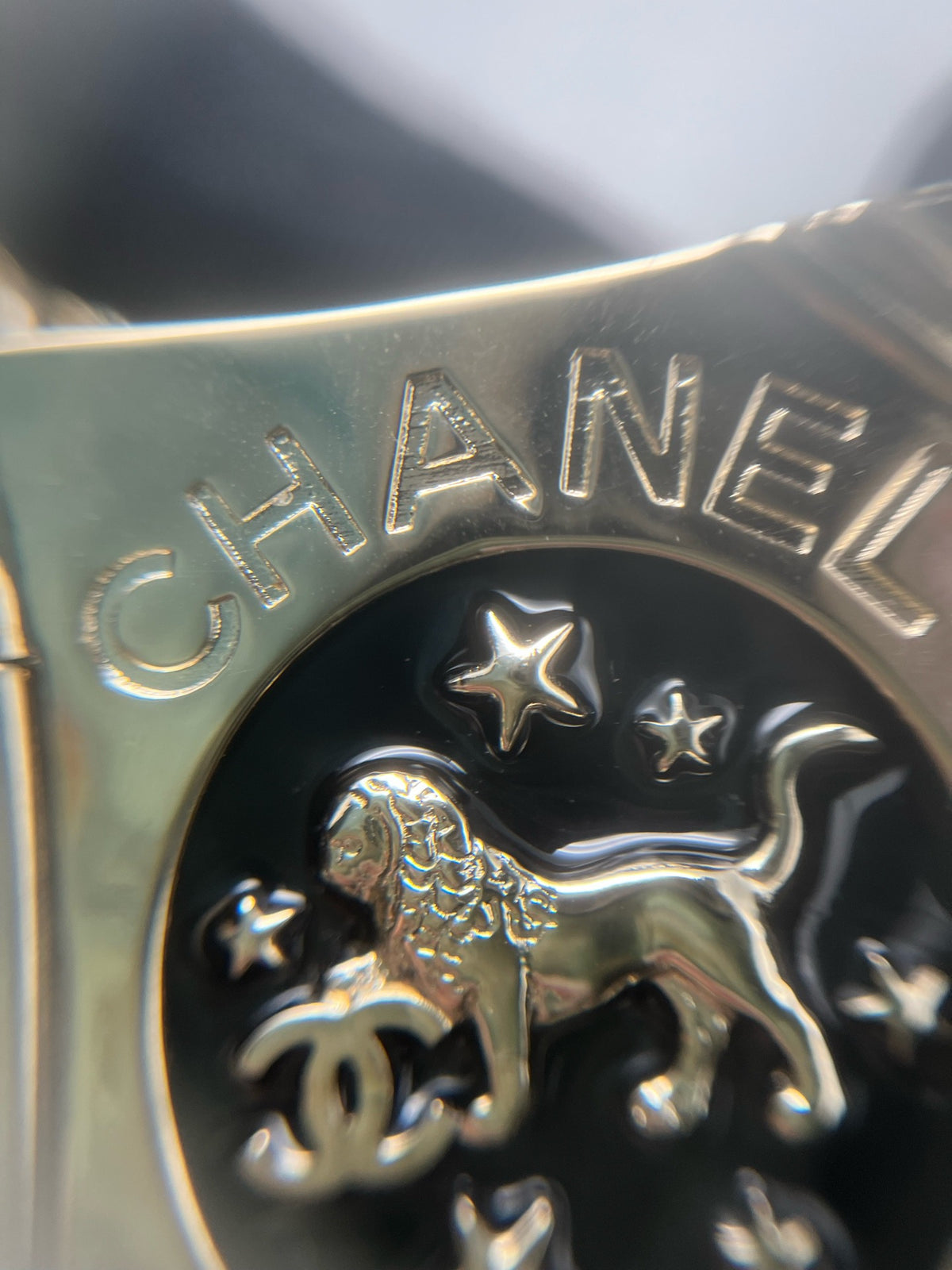 Chanel - Other - Gold-tone metal with black enamel accents. - Gold - (One size)