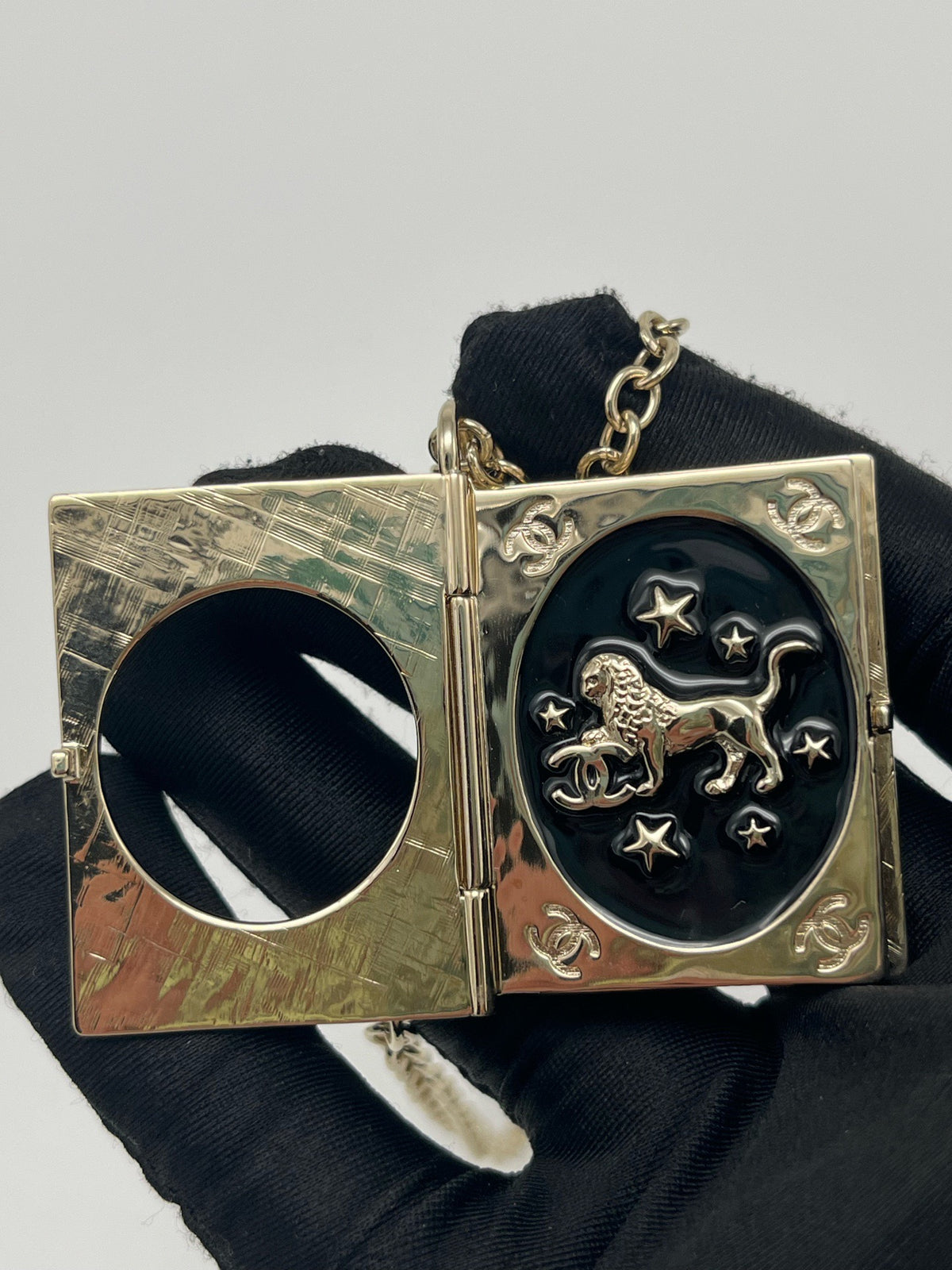 Chanel - Other - Gold-tone metal with black enamel accents. - Gold - (One size)