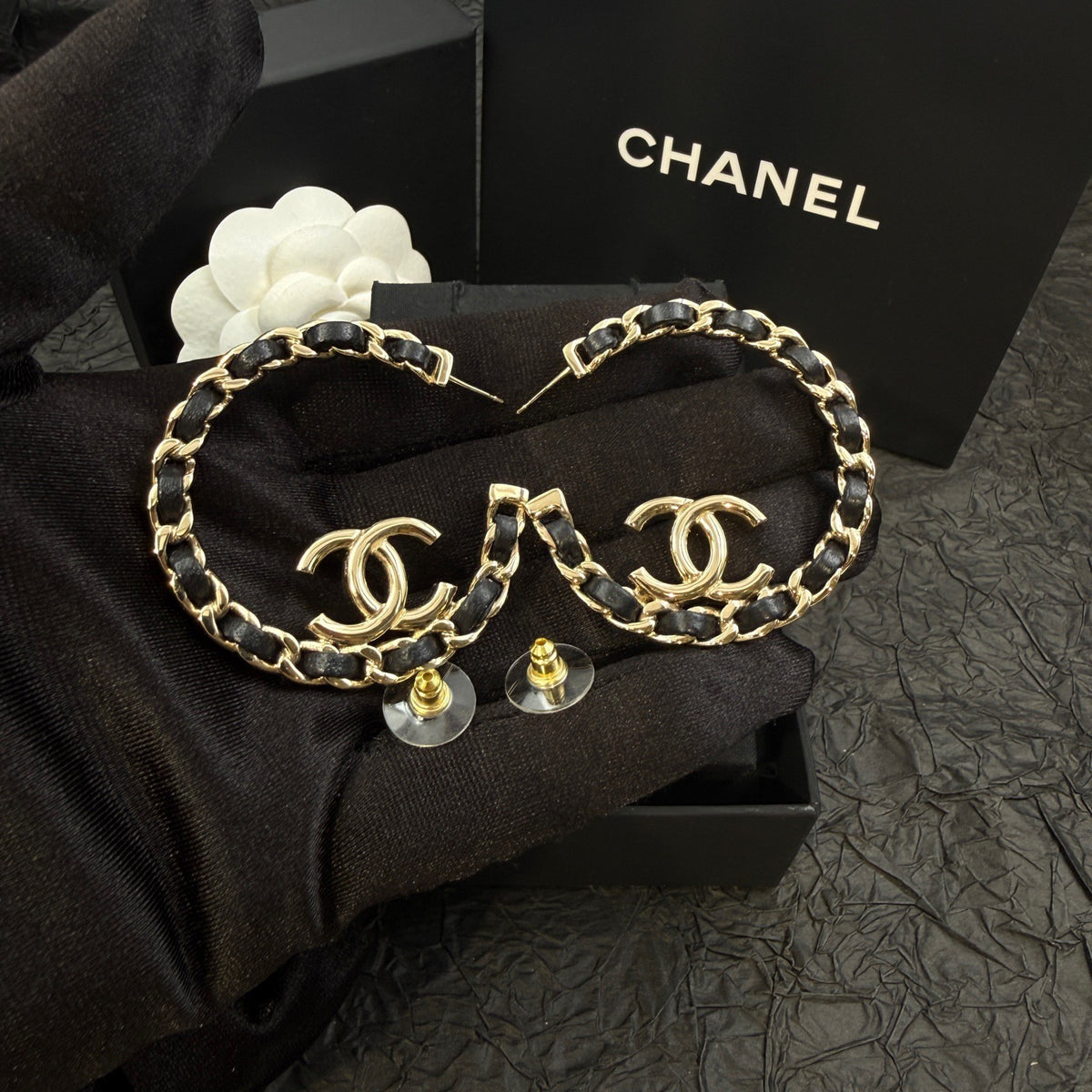 Chanel - Other - Gold-tone metal with black leather accents. - Multicolour