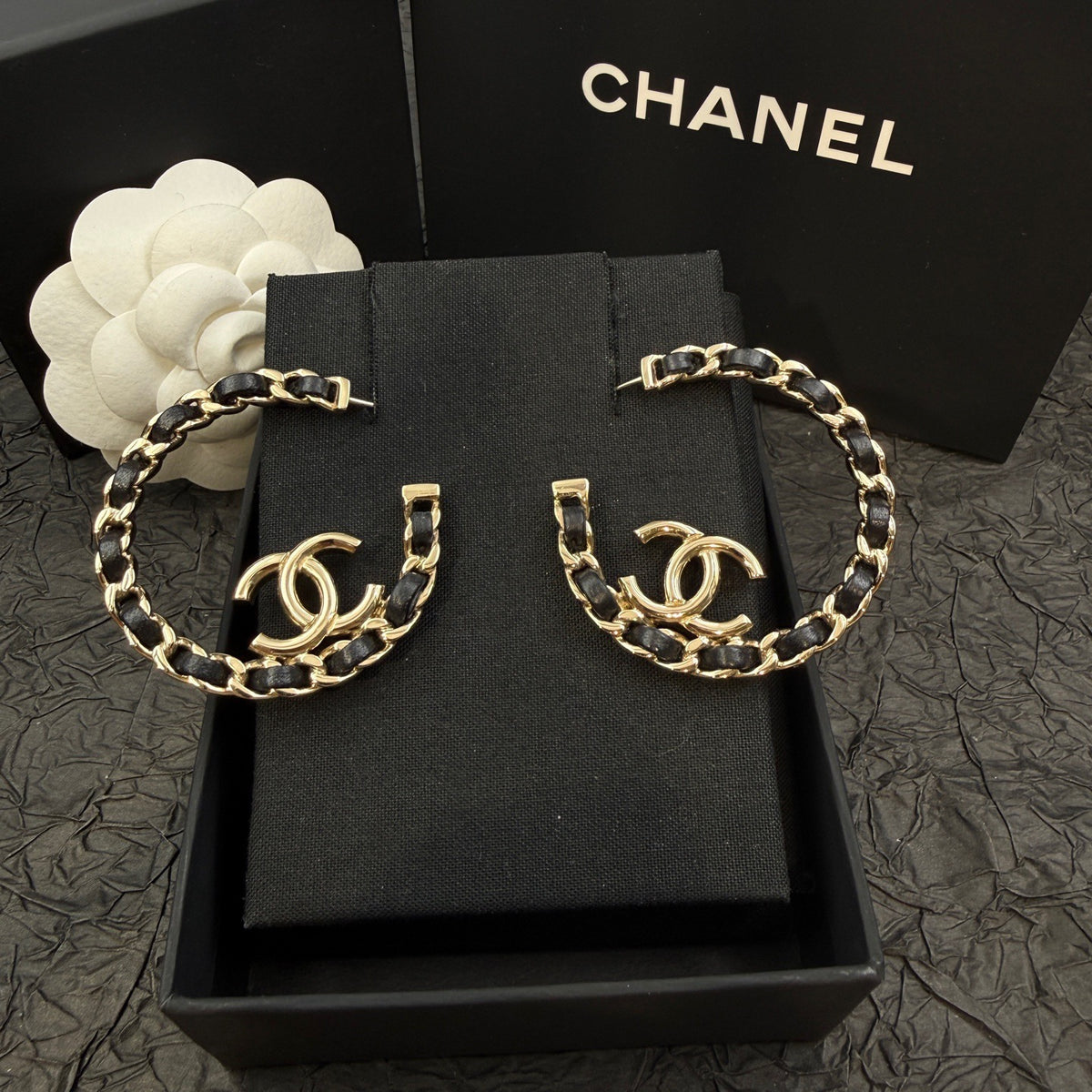 Chanel - Other - Gold-tone metal with black leather accents. - Multicolour