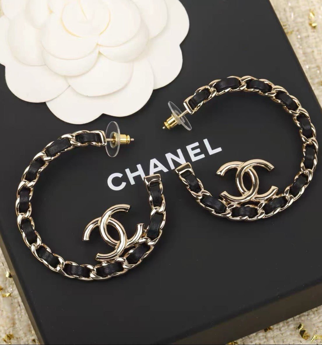 Chanel - Other - Gold-tone metal with black leather accents. - Multicolour