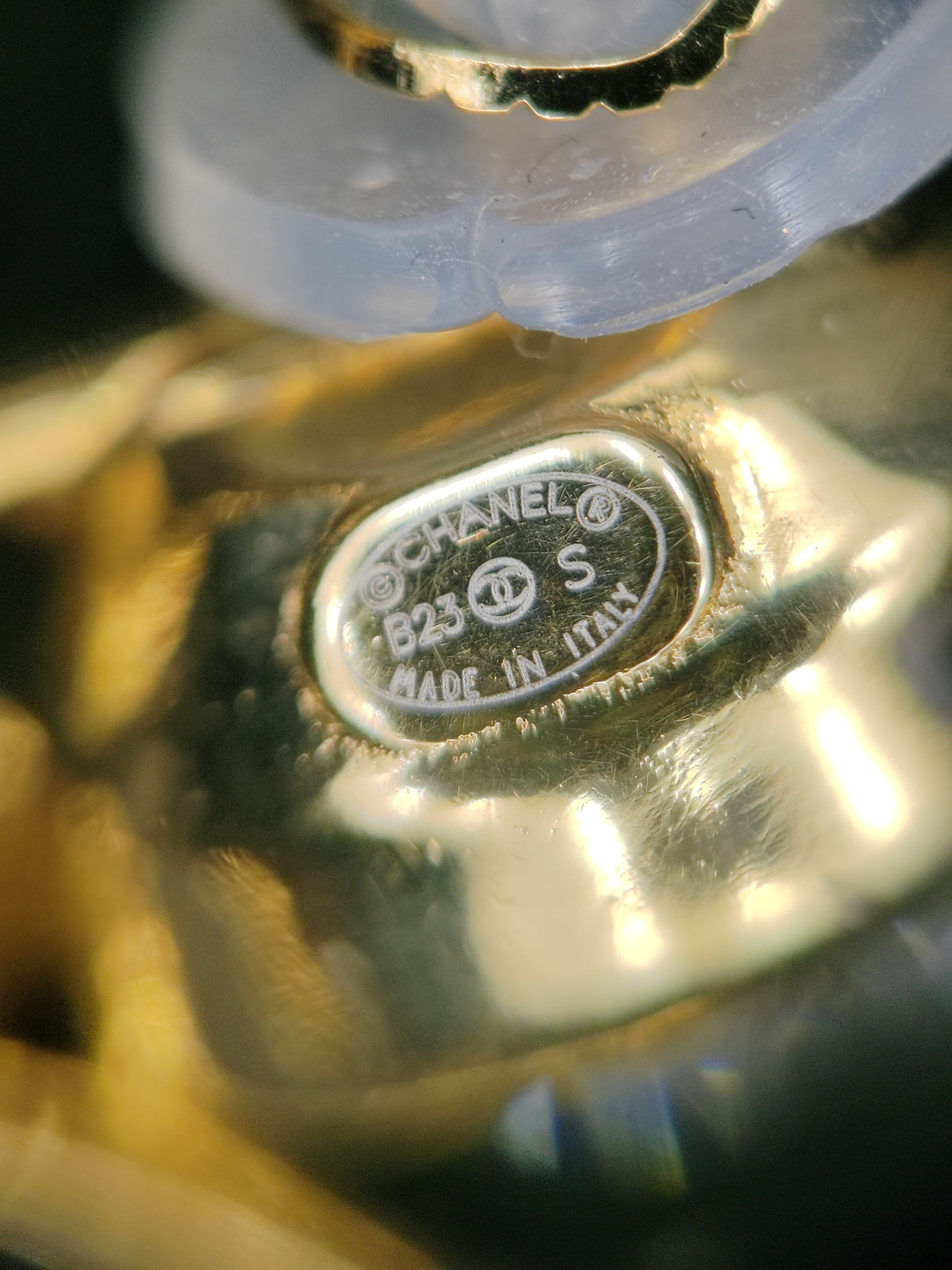 Chanel - Other - Gold-tone metal with black textured decorative panels and clear crystal-like accents; exact composition of the decorative elements is unconfirmed. - Black