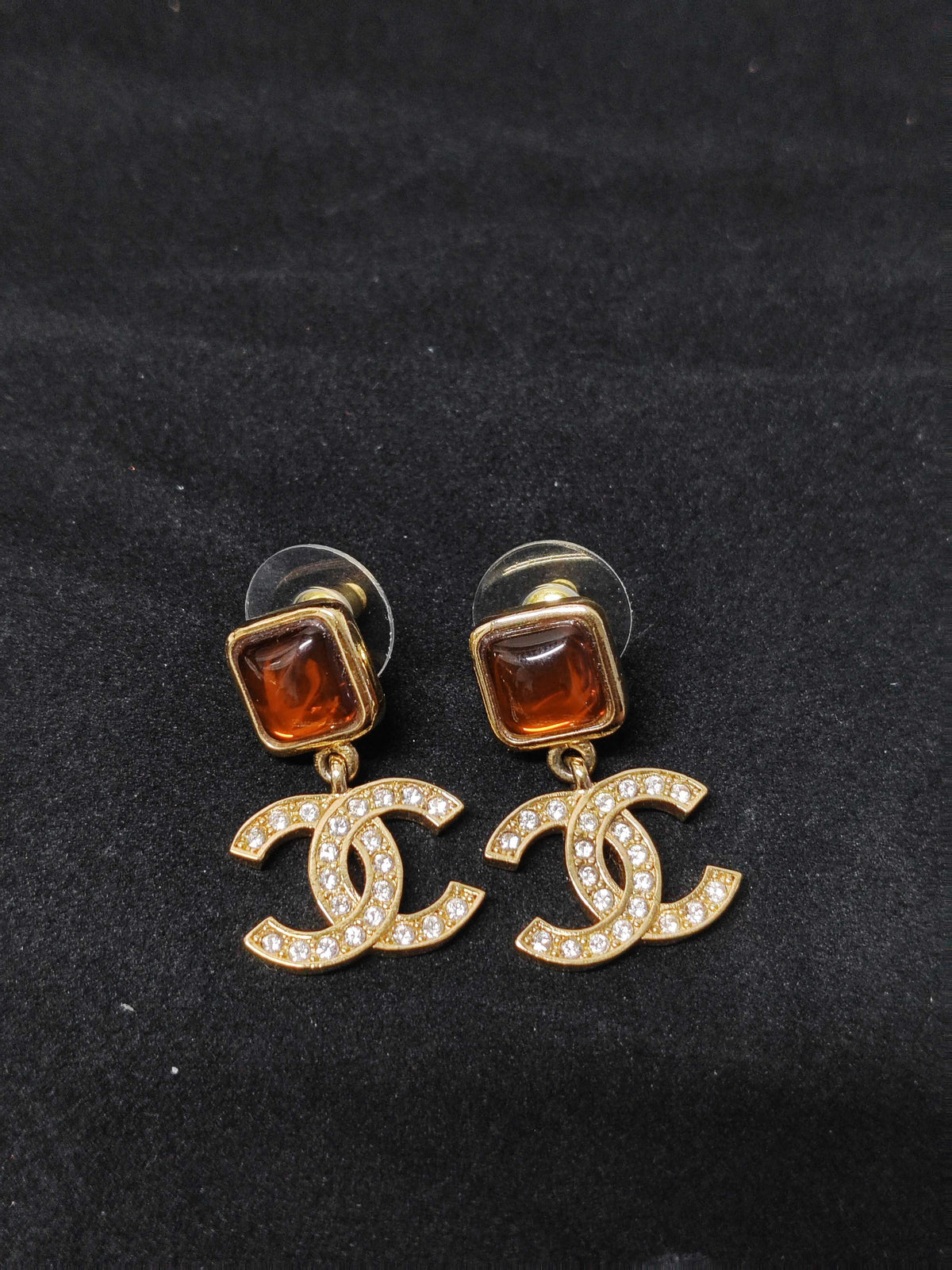 Chanel - Other - Gold-tone metal with brown and clear crystal embellishments. - Multicolour