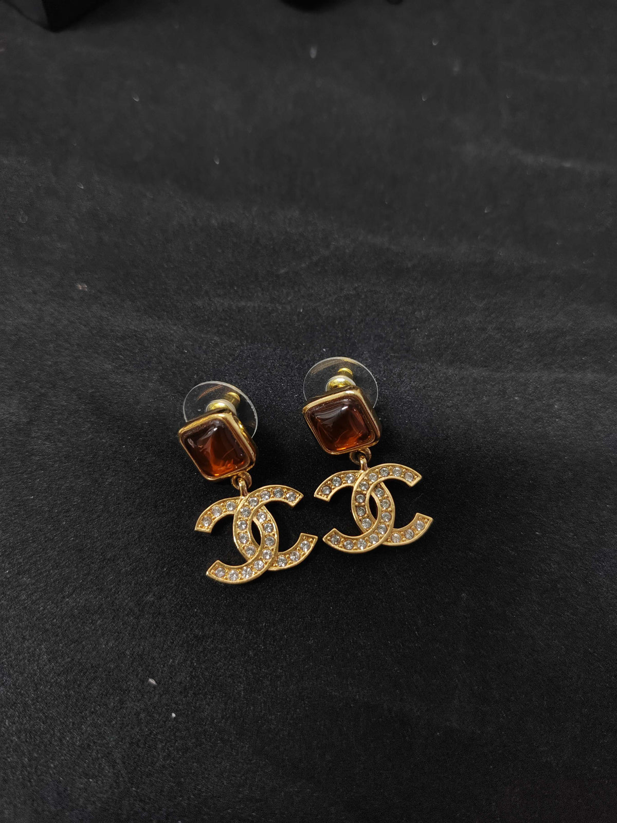 Chanel - Other - Gold-tone metal with brown and clear crystal embellishments. - Multicolour