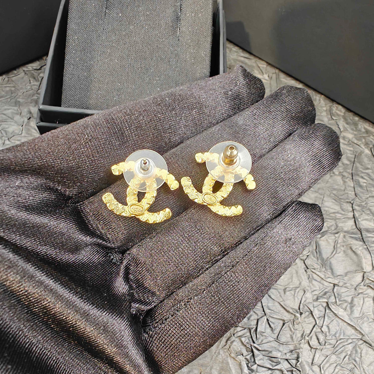 Chanel - Other - Gold-tone metal with clear and black crystal-like embellishments - Gold
