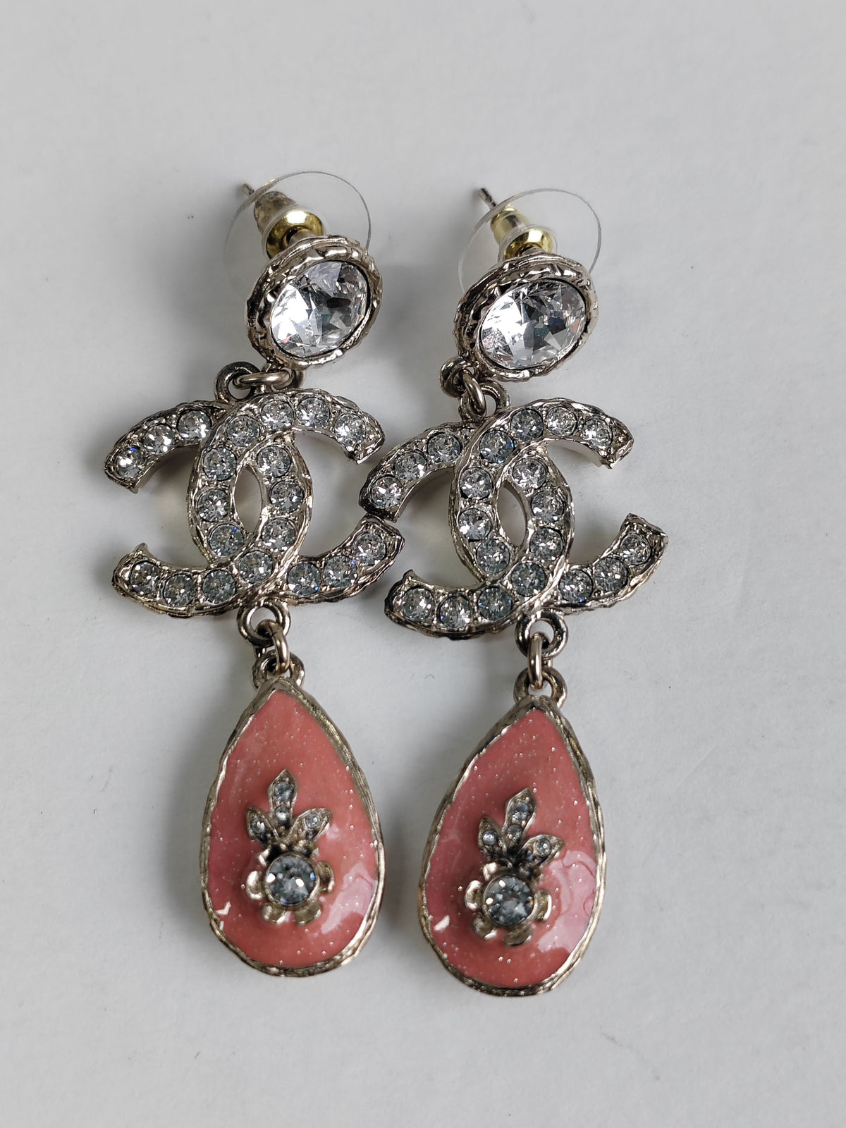 Chanel - Other - Gold-tone metal with clear crystal embellishments and pink enamel details. - Multicolour
