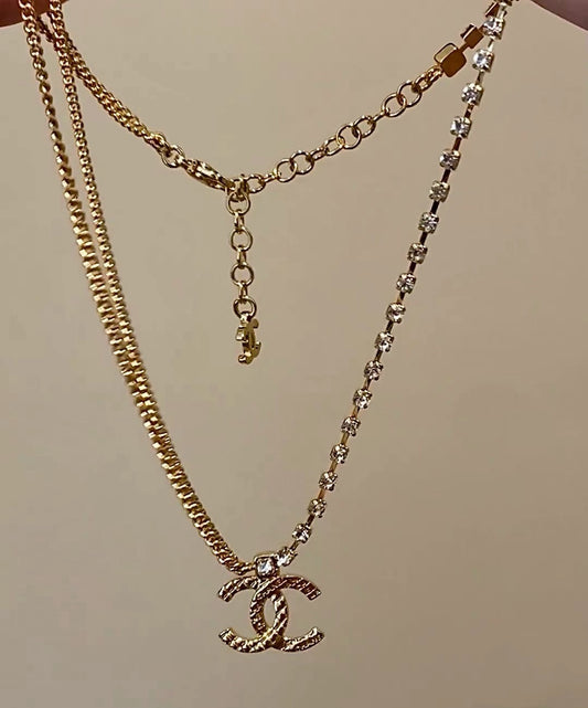 Chanel - Other - Gold-tone metal with clear crystal embellishments. - Gold