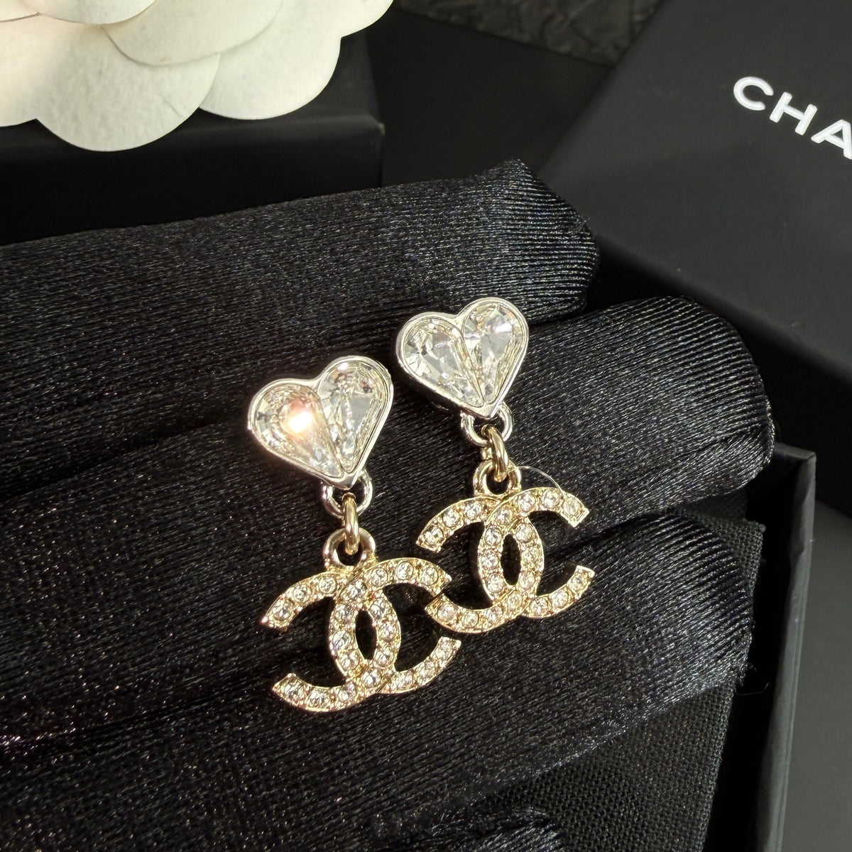 Chanel - Other - Gold-tone metal with clear crystal embellishments. - Gold