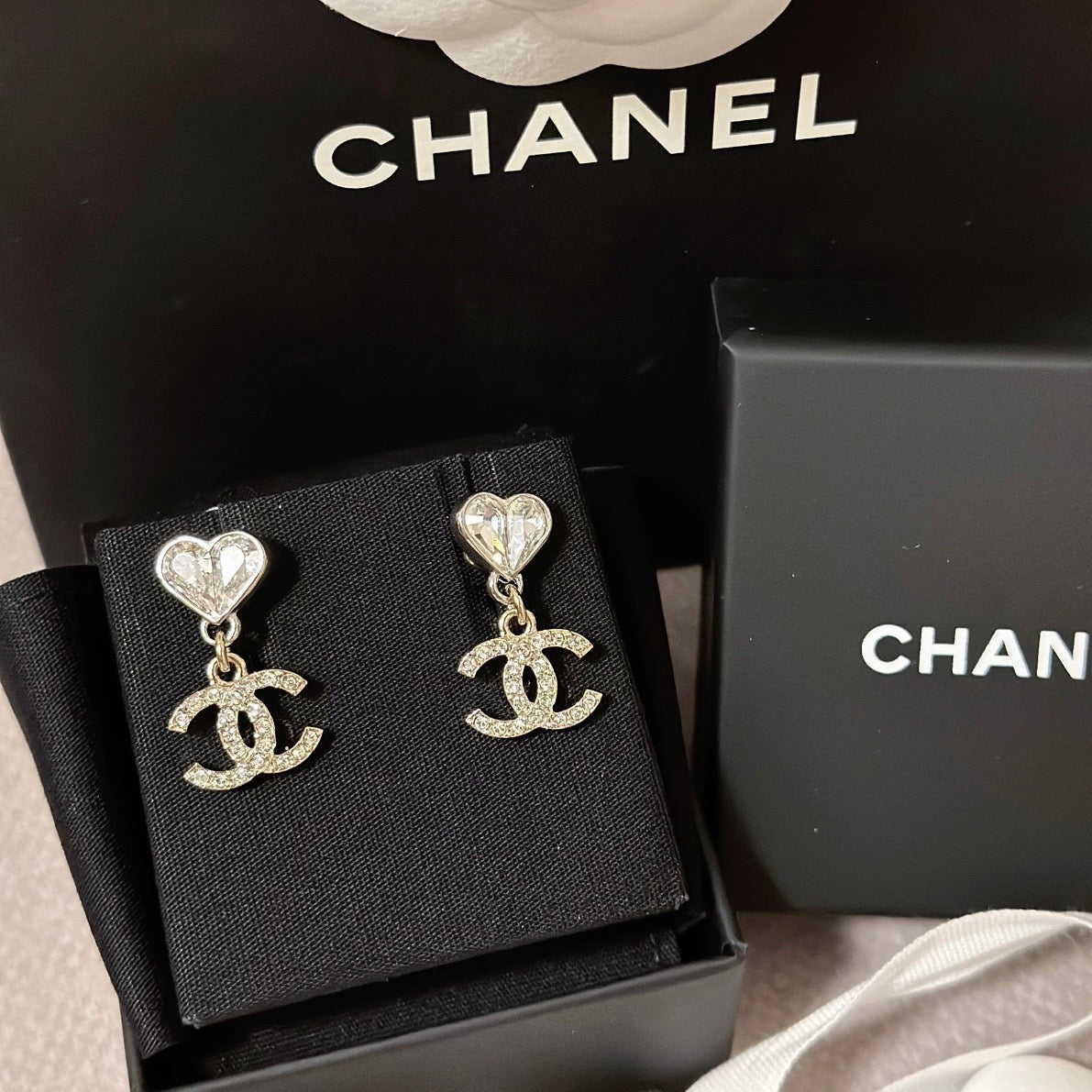 Chanel - Other - Gold-tone metal with clear crystal embellishments. - Gold