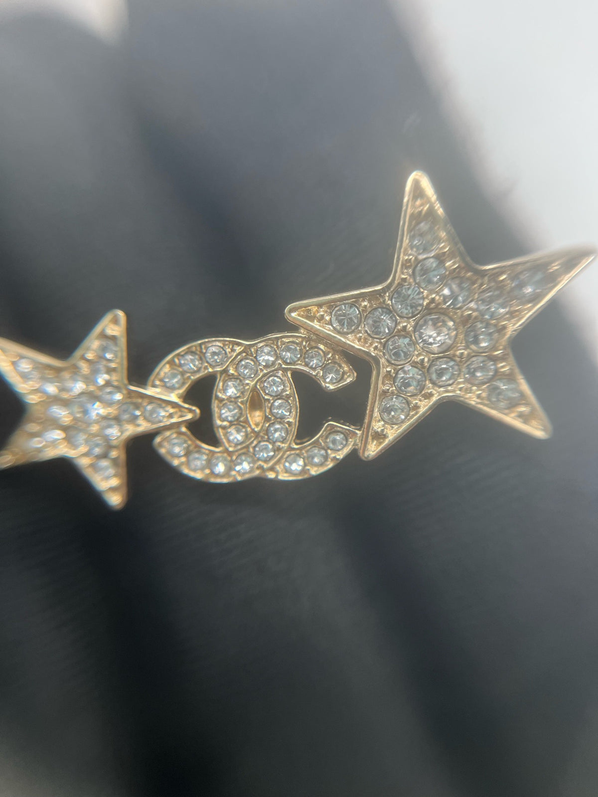Chanel - Other - Gold-tone metal with clear crystal or glass embellishments. - Gold