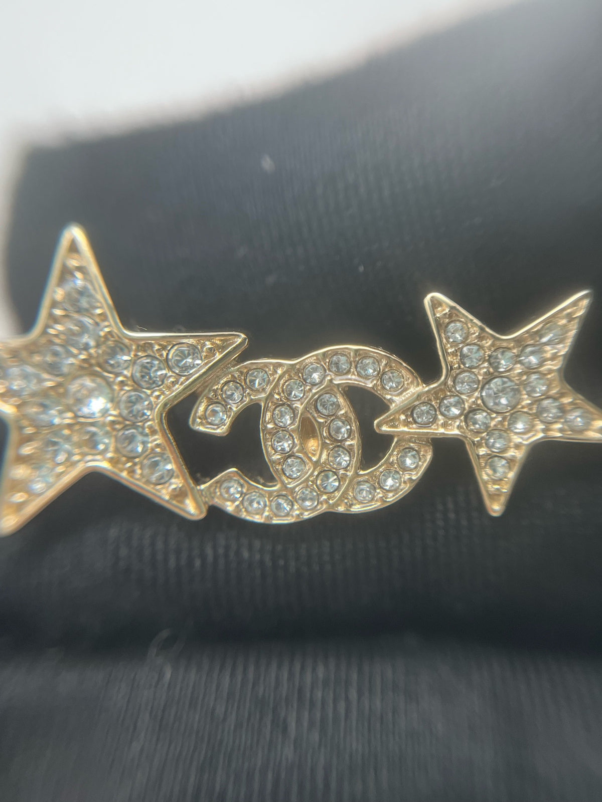 Chanel - Other - Gold-tone metal with clear crystal or glass embellishments. - Gold