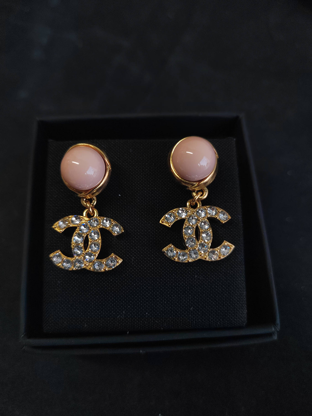 Chanel - Other - Gold-tone metal with clear crystals and pink cabochons; exact composition unknown. - Pink