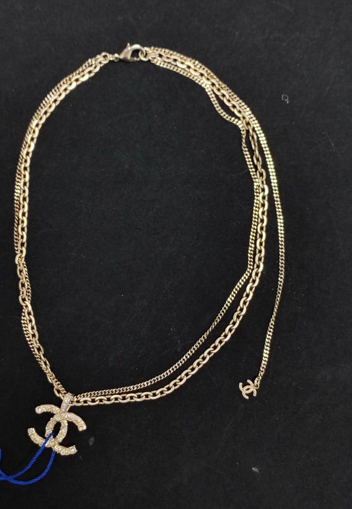 Chanel - Other - Gold-tone metal with clear decorative stones. - Gold