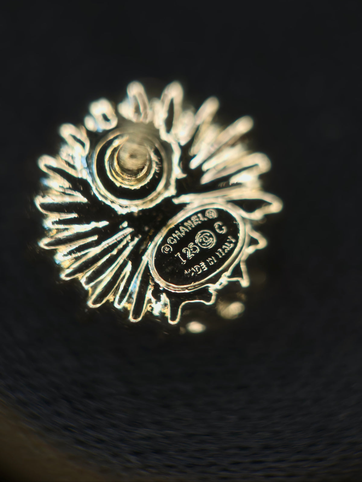 Chanel - Other - Gold-tone metal with clear glass or crystal accents and a white pearl-like accent. - Gold