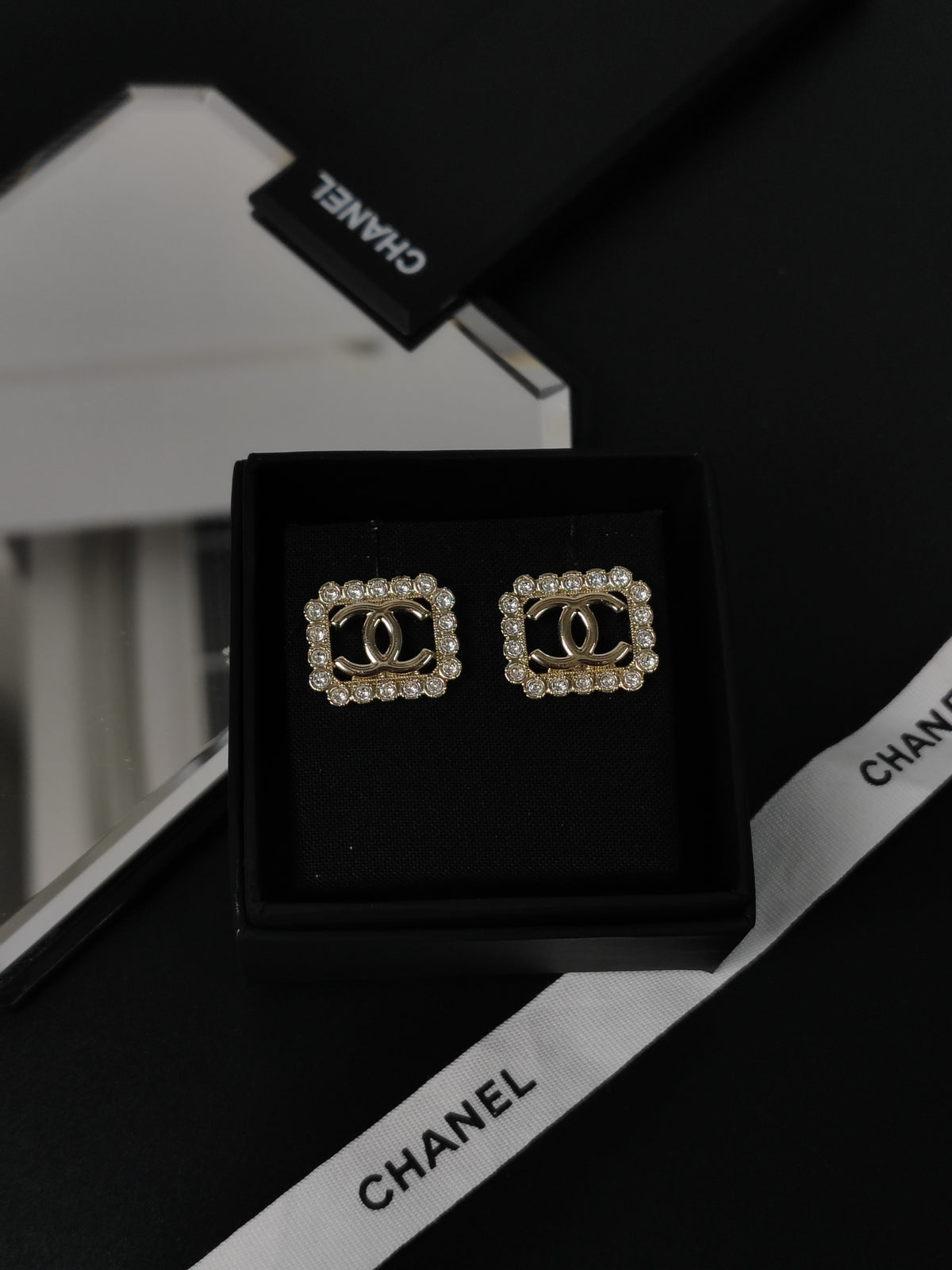 Chanel - Other - Gold-tone metal with clear glass rhinestone embellishments; exact alloy unspecified. - Gold