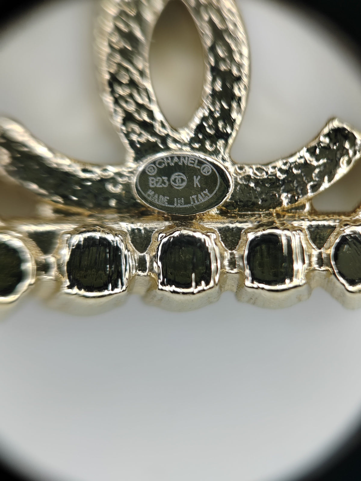 Chanel - Other - Gold-tone metal with clear glass rhinestone embellishments; exact alloy unspecified. - Gold