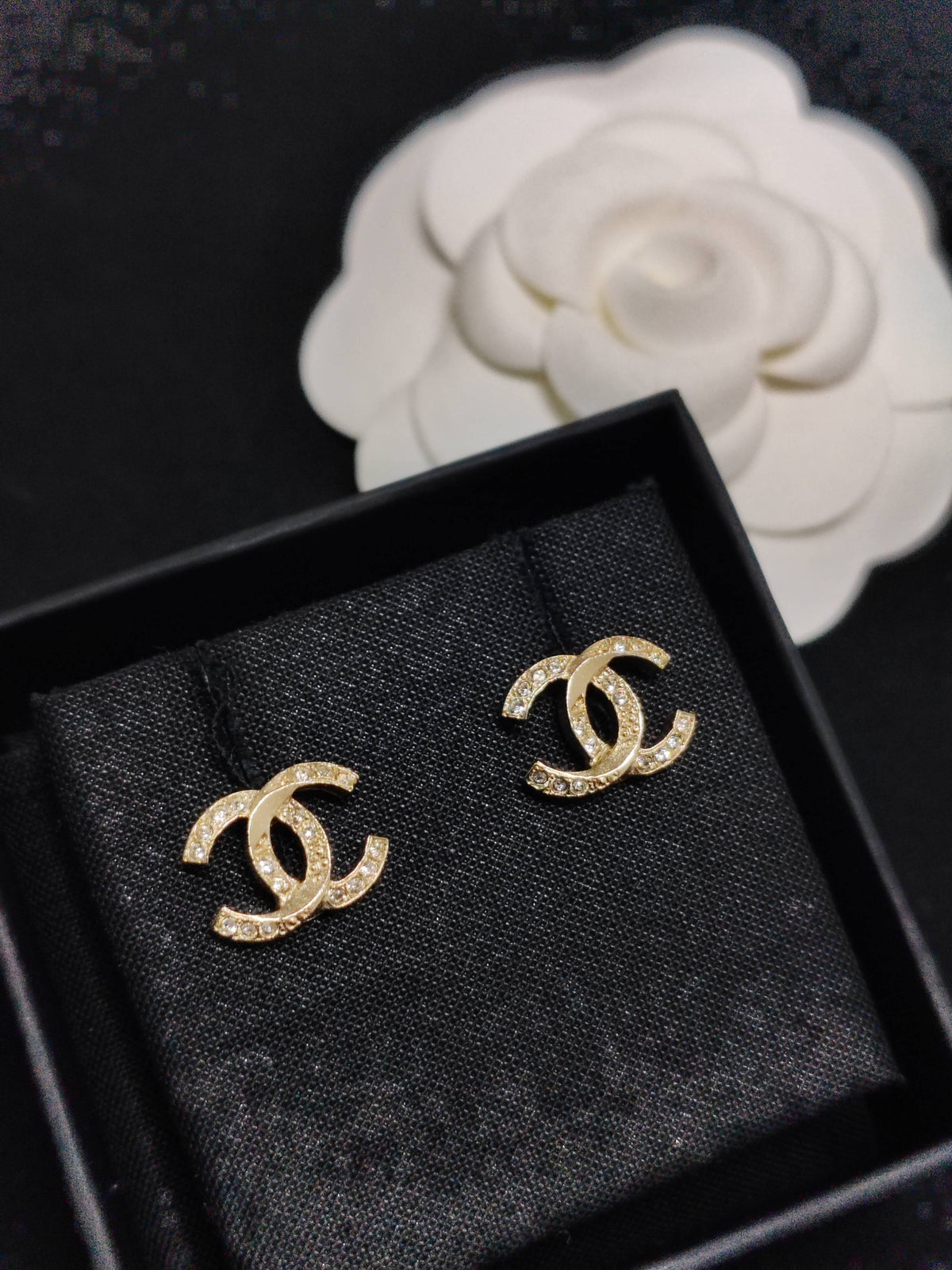 Chanel - Other - Gold-tone metal with clear glass rhinestones - Gold