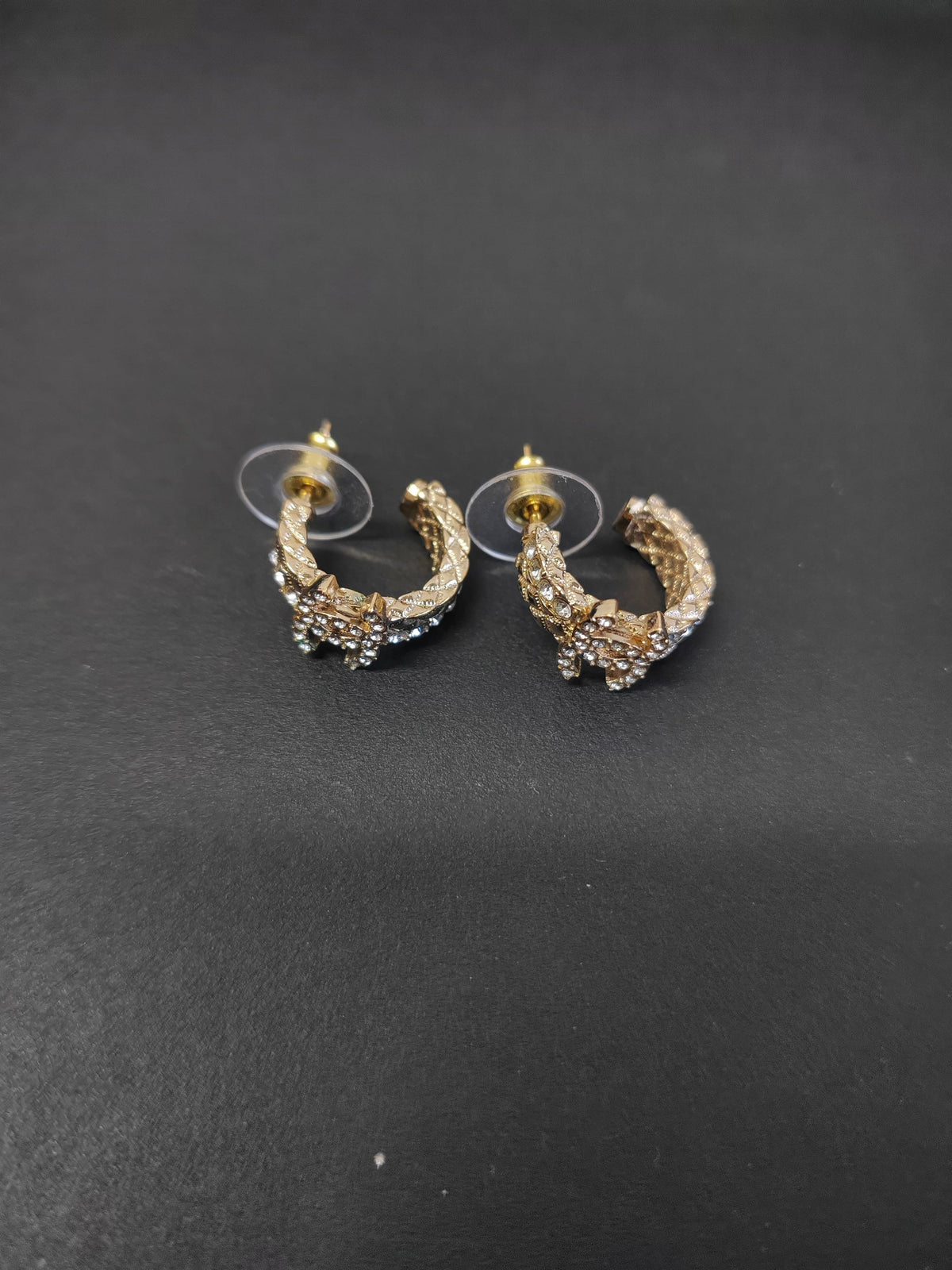 Chanel - Other - Gold-tone metal with clear glass rhinestones. - Gold