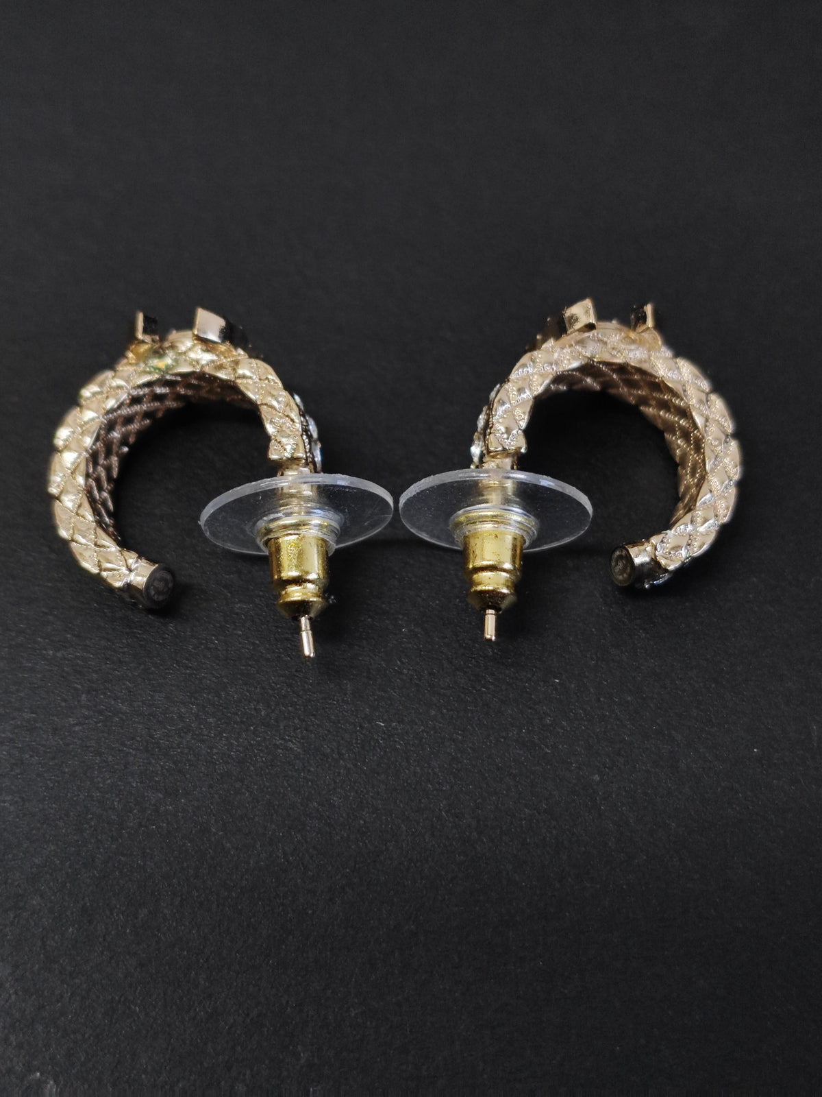 Chanel - Other - Gold-tone metal with clear glass rhinestones. - Gold