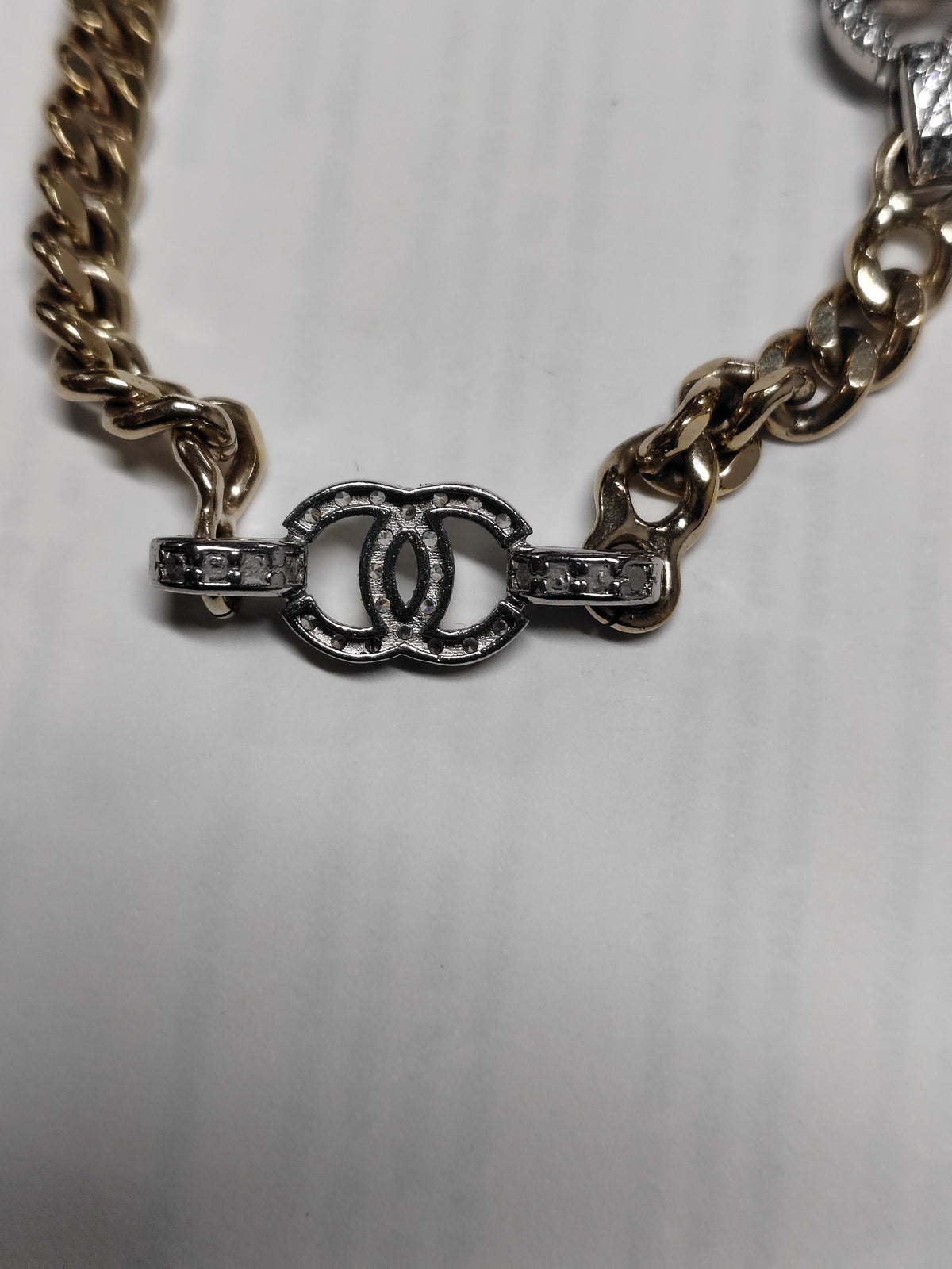 Chanel - Other - Gold-tone metal with clear glass rhinestones - Gold