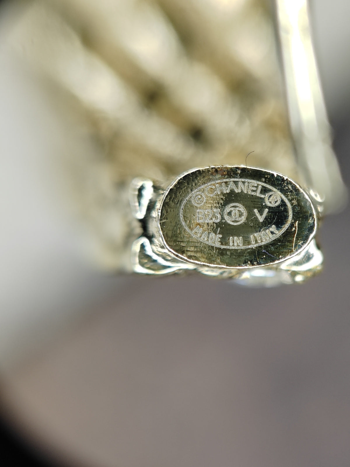 Chanel - Other - Gold-tone metal with clear glass rhinestones. - Gold
