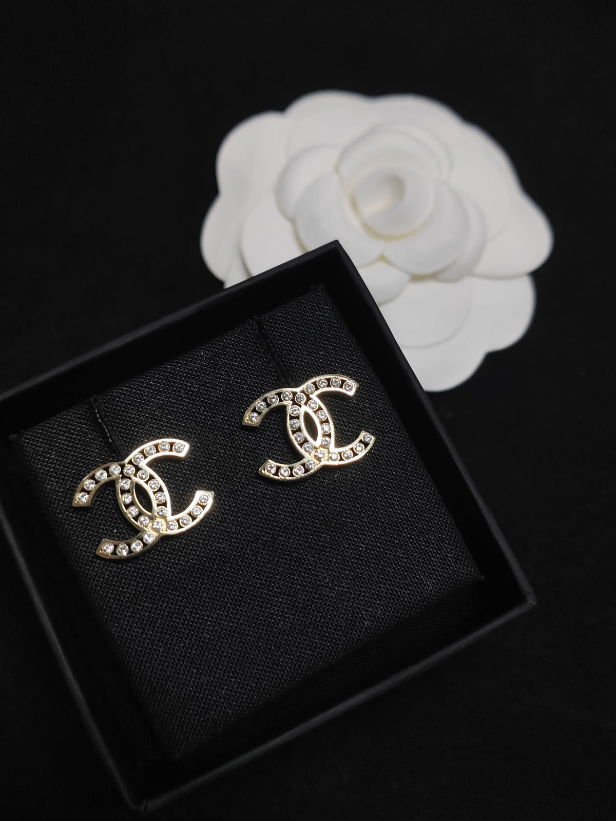 Chanel - Other - Gold-tone metal with clear rhinestone accents - Gold