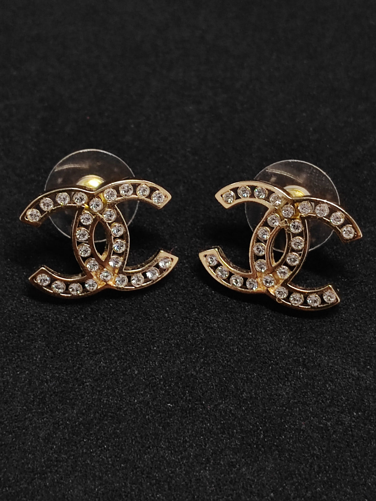 Chanel - Other - Gold-tone metal with clear rhinestone accents - Gold