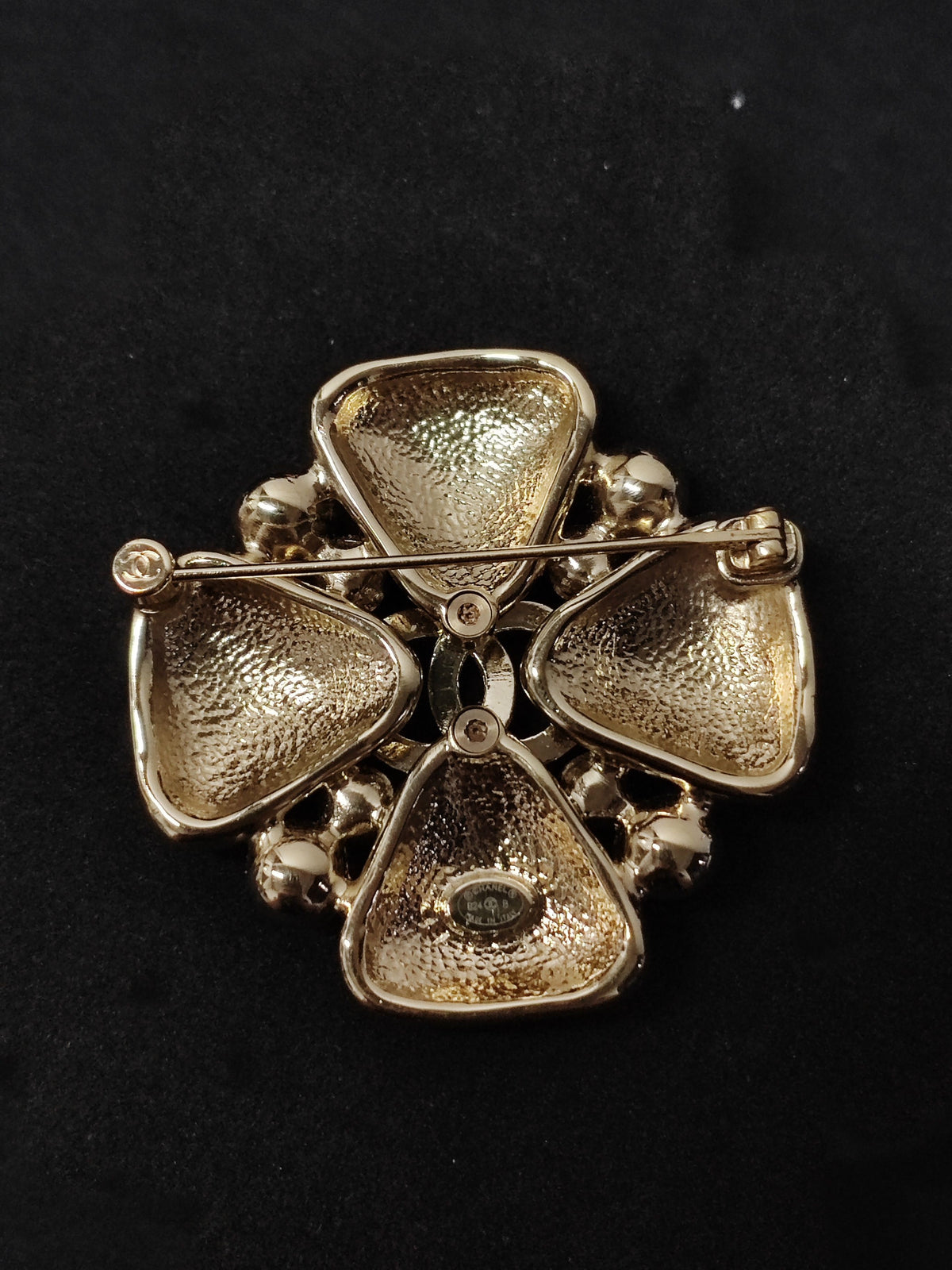 Chanel - Other - Gold-tone metal with clear rhinestone embellishments; exact base-metal composition is not confirmed. - Gold
