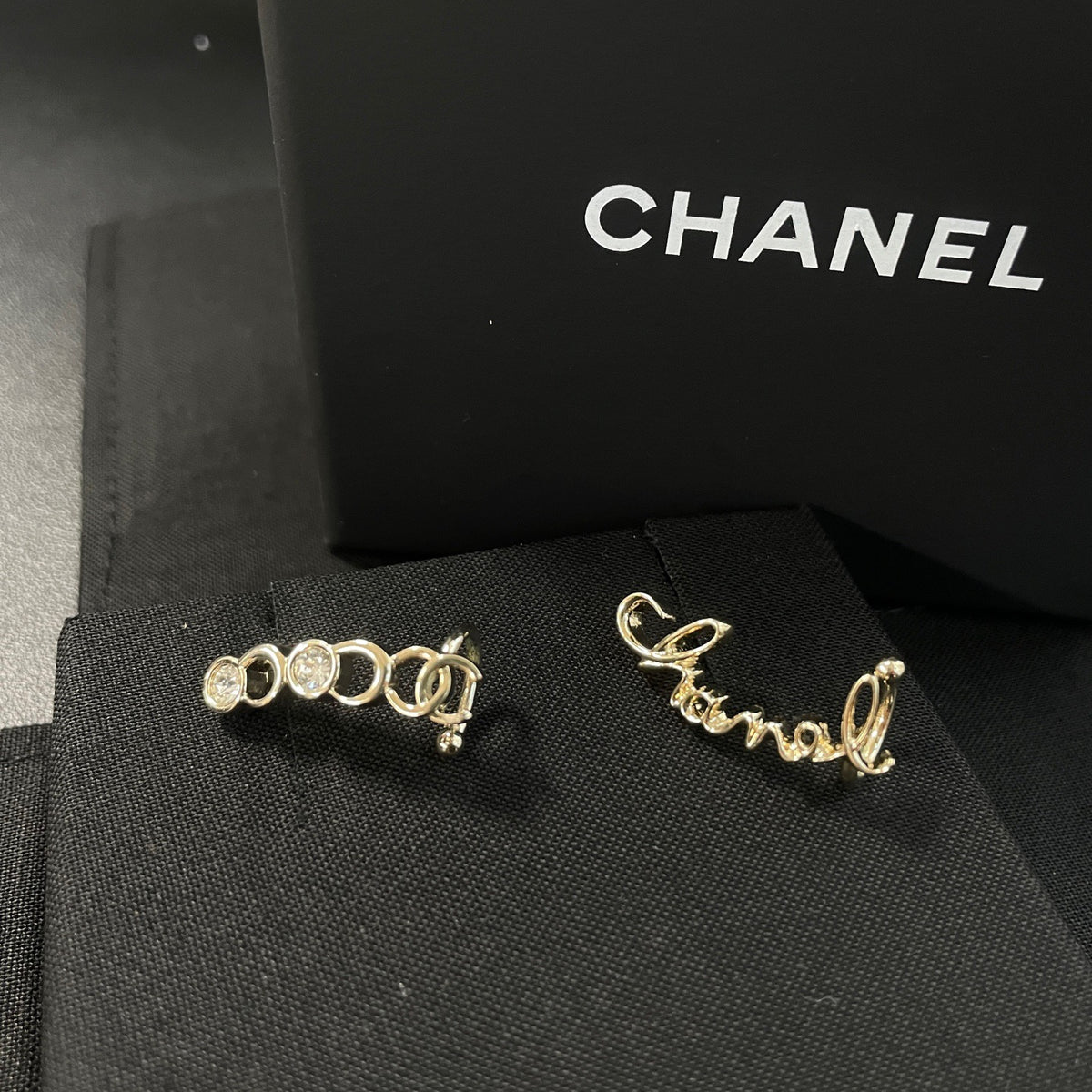 Chanel - Other - Gold-tone metal with clear rhinestone embellishments; exact composition not verified. - Gold