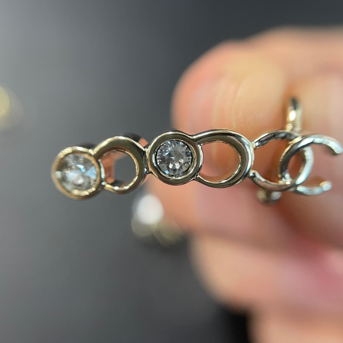 Chanel - Other - Gold-tone metal with clear rhinestone embellishments; exact composition not verified. - Gold