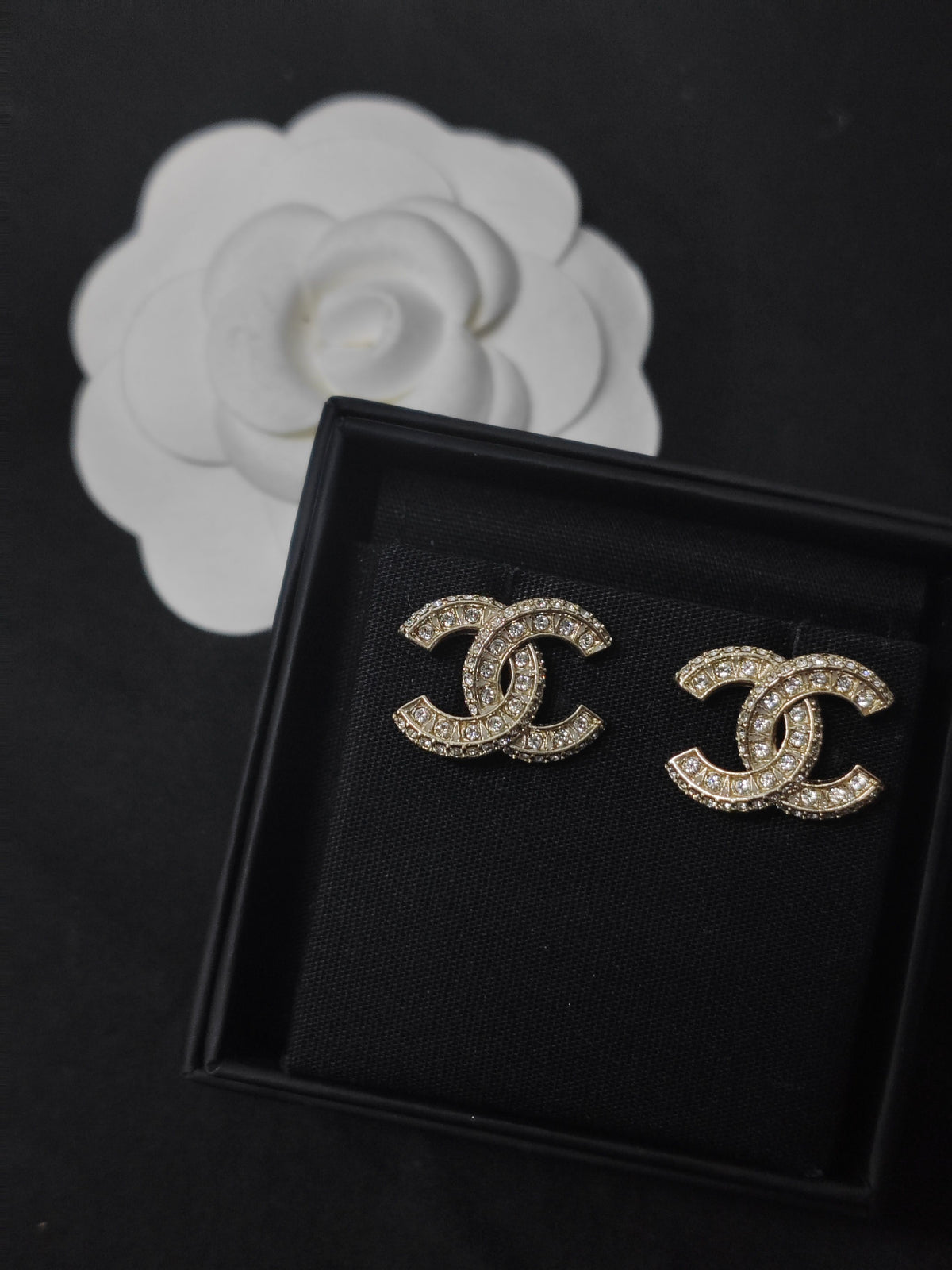 Chanel - Other - Gold-tone metal with clear rhinestone embellishments - Gold