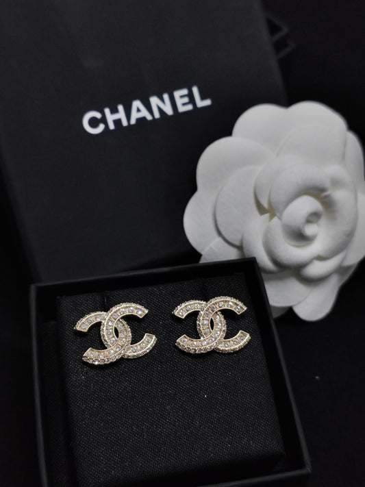 Chanel - Other - Gold-tone metal with clear rhinestone embellishments - Gold