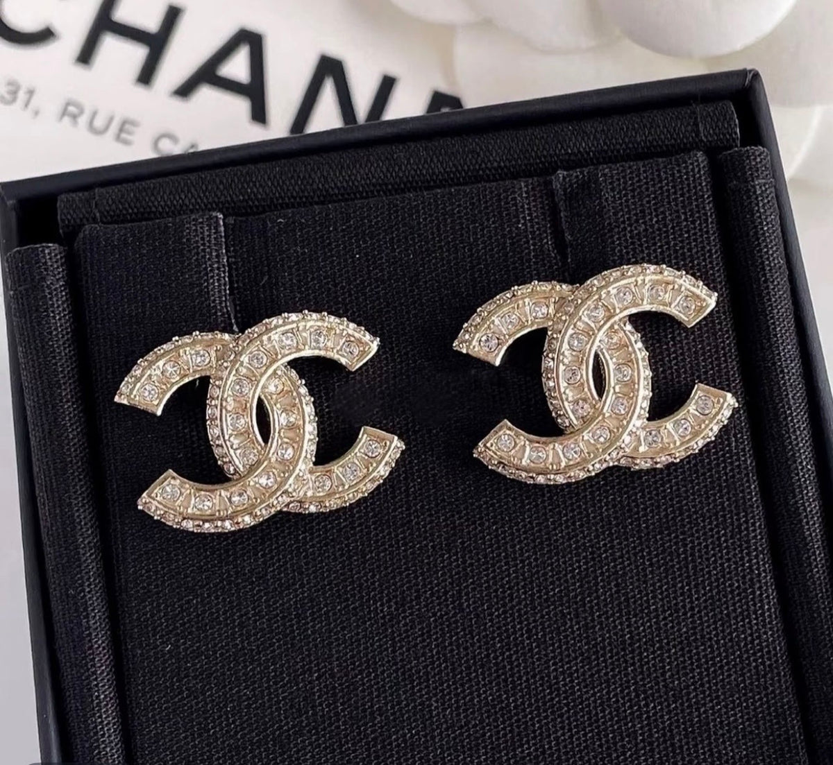 Chanel - Other - Gold-tone metal with clear rhinestone embellishments - Gold