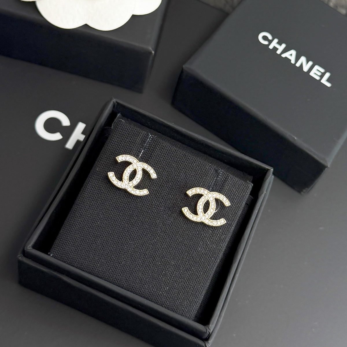 Chanel - Other - Gold-tone metal with clear rhinestone embellishments - Gold
