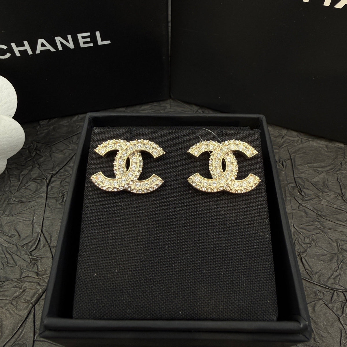 Chanel - Other - Gold-tone metal with clear rhinestone embellishments - Gold
