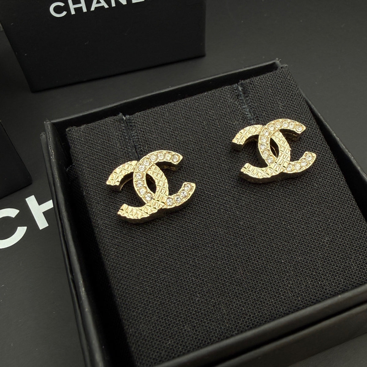 Chanel - Other - Gold-tone metal with clear rhinestone embellishments - Gold