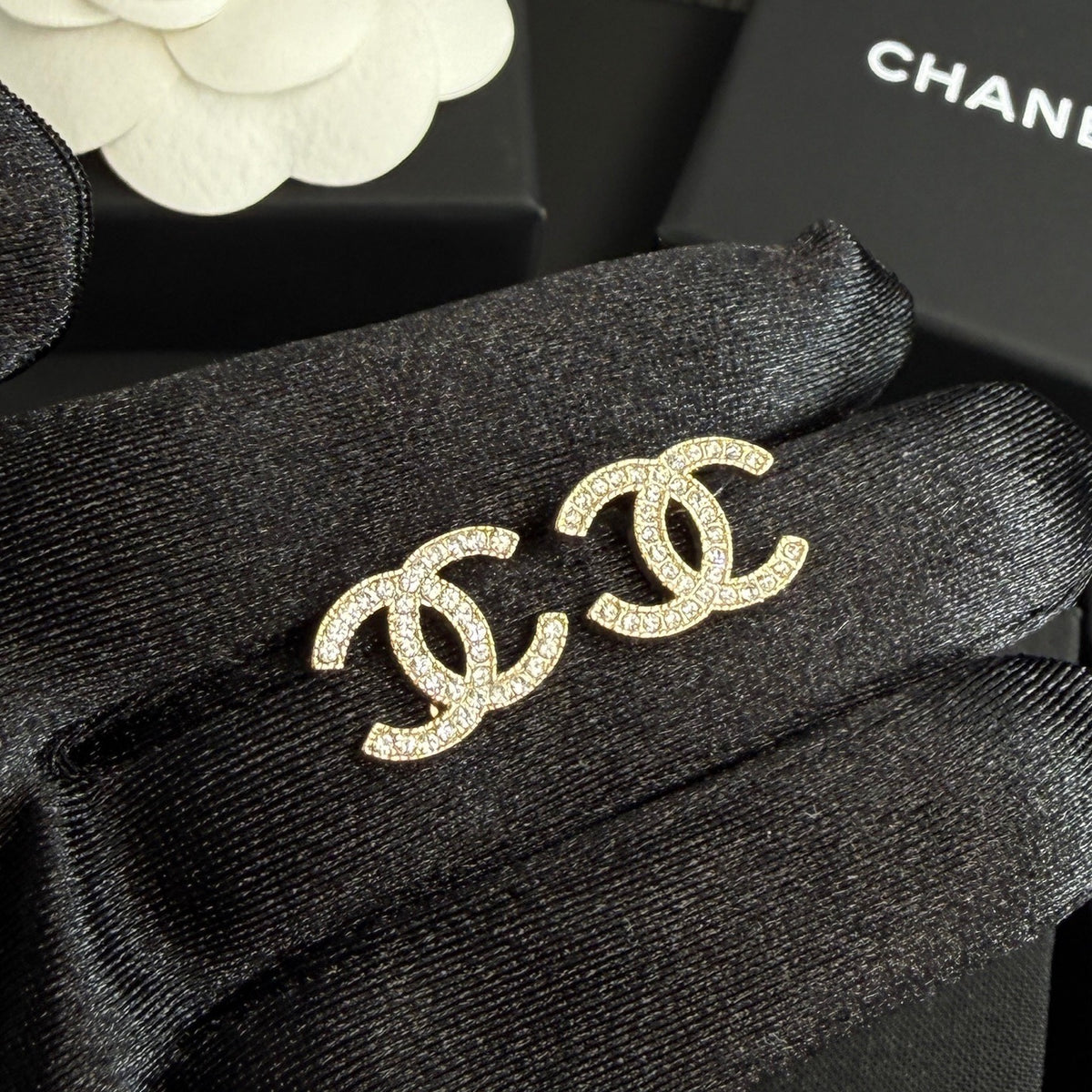 Chanel - Other - Gold-tone metal with clear rhinestone embellishments - Gold