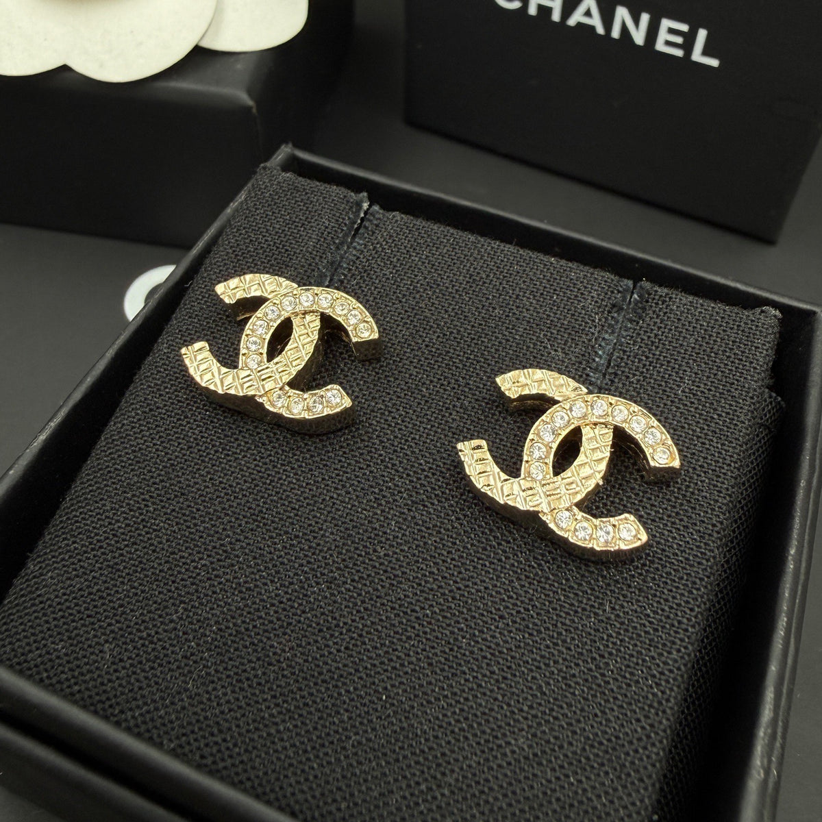 Chanel - Other - Gold-tone metal with clear rhinestone embellishments - Gold