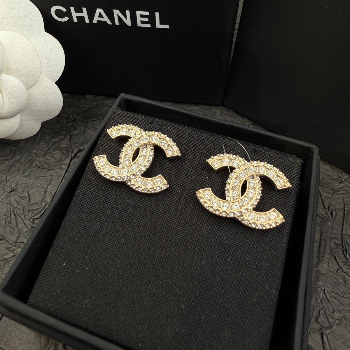 Chanel - Other - Gold-tone metal with clear rhinestone embellishments - Gold