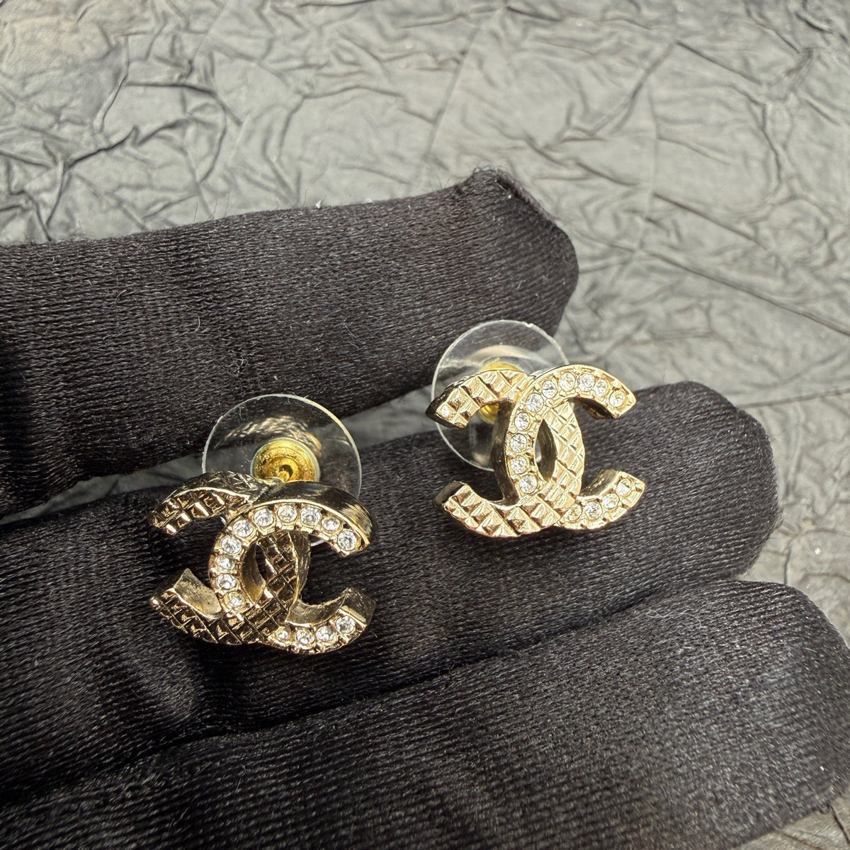 Chanel - Other - Gold-tone metal with clear rhinestone embellishments - Gold