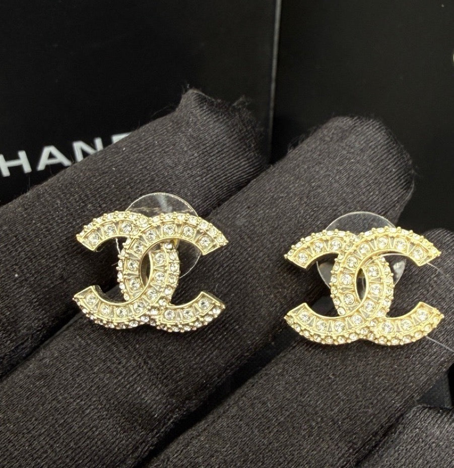 Chanel - Other - Gold-tone metal with clear rhinestone embellishments - Gold