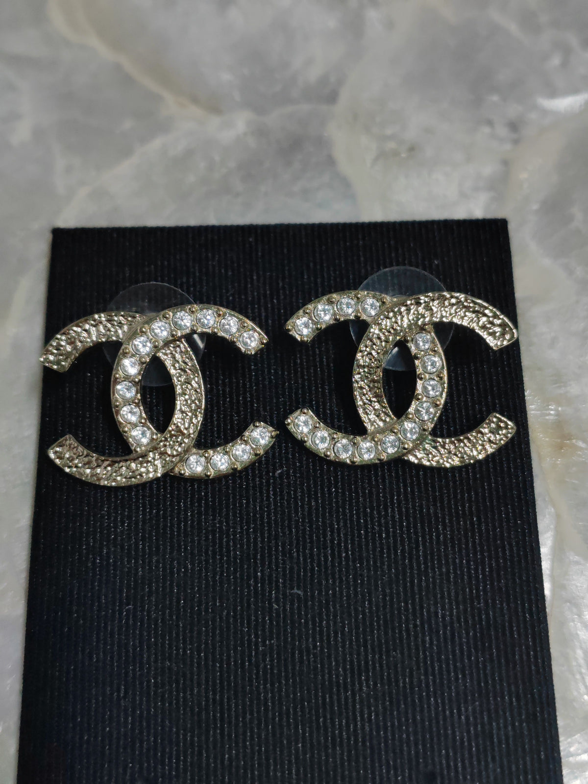 Chanel - Other - Gold-tone metal with clear rhinestone embellishments. - Gold