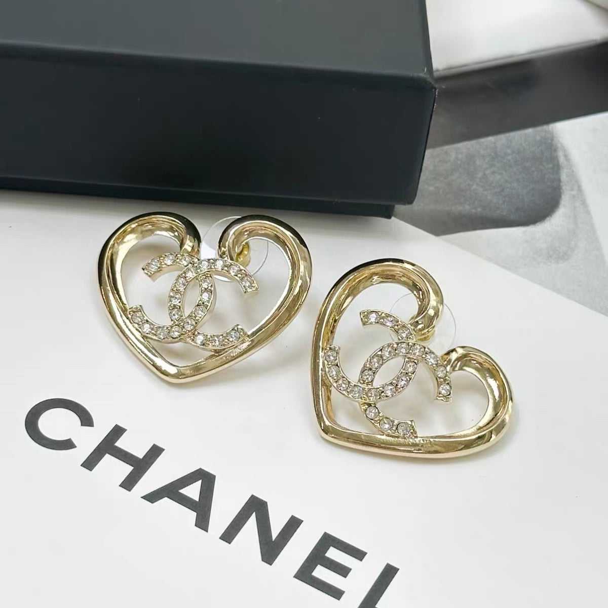 Chanel - Other - Gold-tone metal with clear rhinestone embellishments - Gold