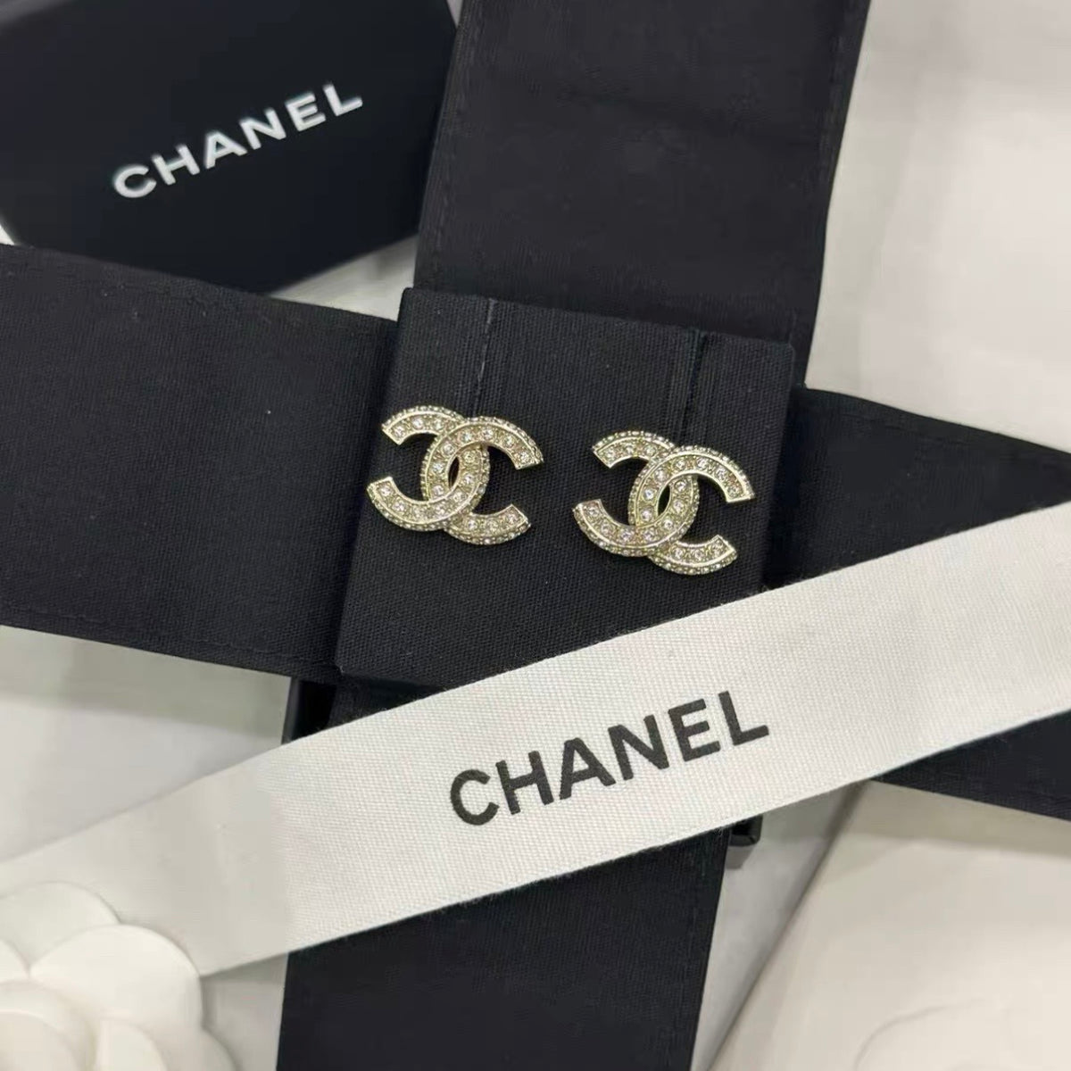 Chanel - Other - Gold-tone metal with clear rhinestone embellishments - Gold
