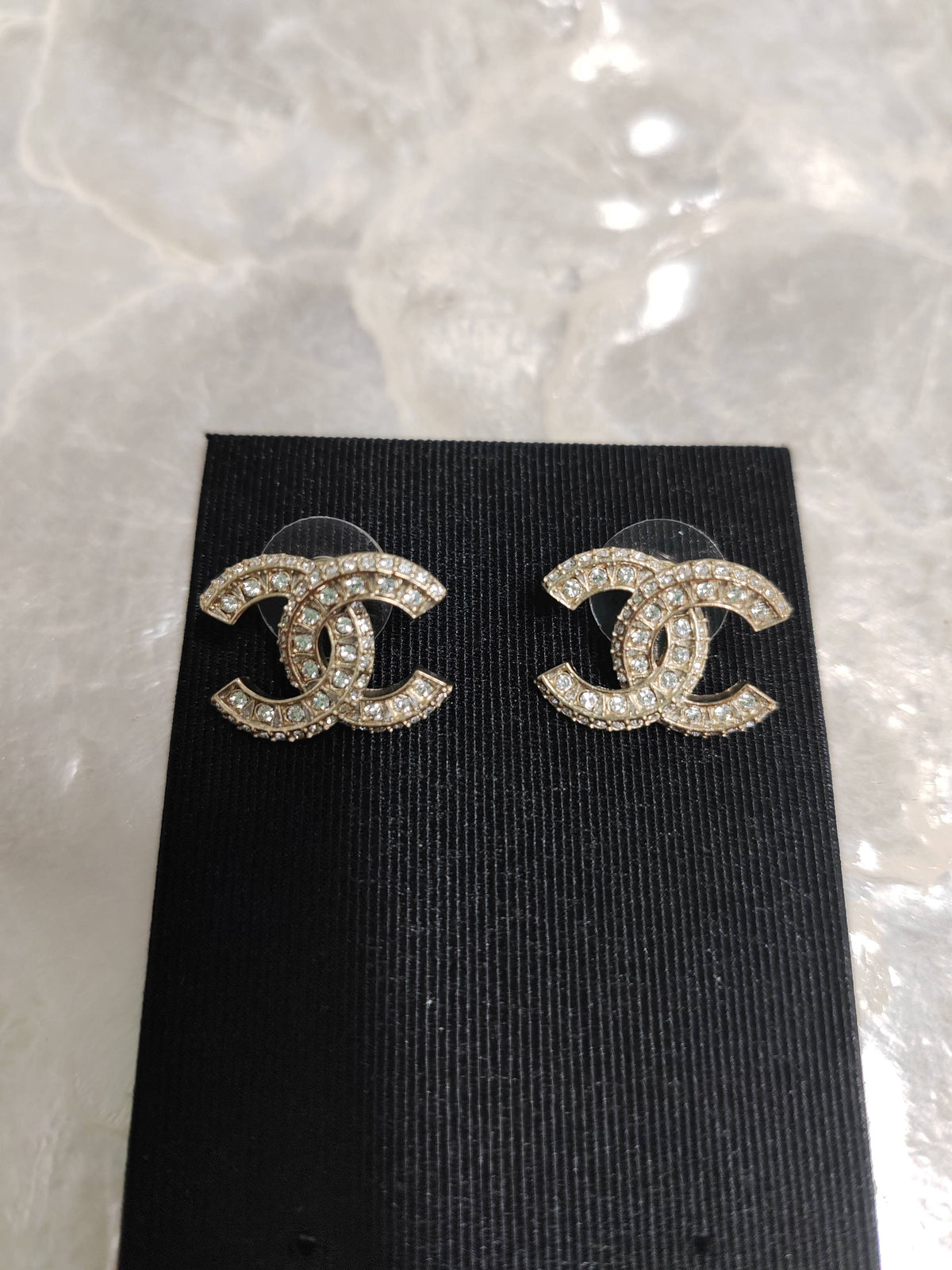 Chanel - Other - Gold-tone metal with clear rhinestone embellishments - Gold